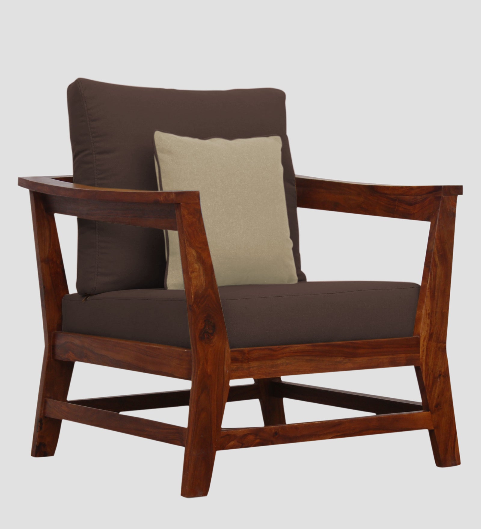 Fuju Fabric 1 Seater Sofa in Crypto Caramel Brown Colour - Febonic Living