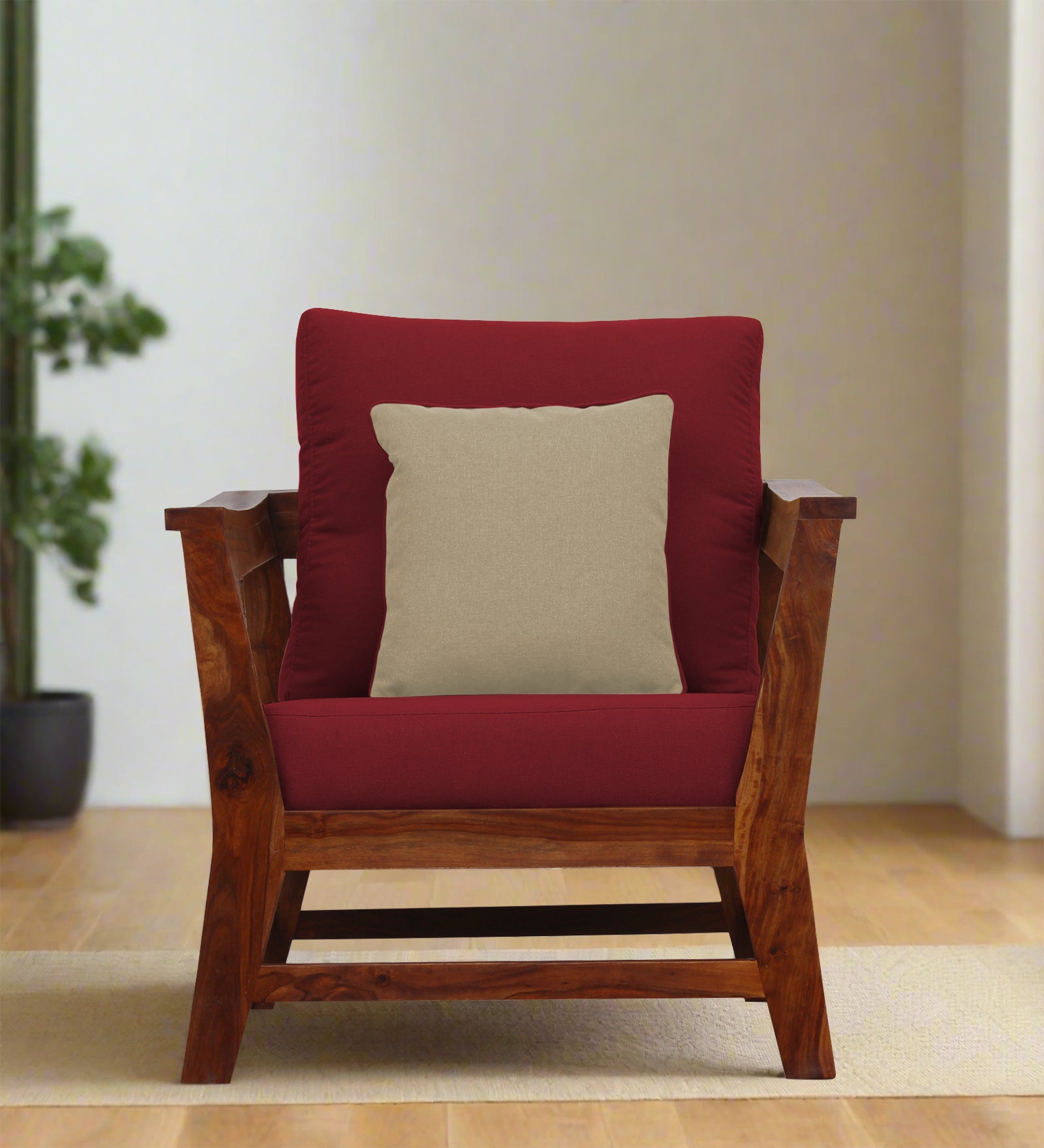 Fuju Fabric 1 Seater Sofa in Crypto Chilli Red Colour - Febonic Living