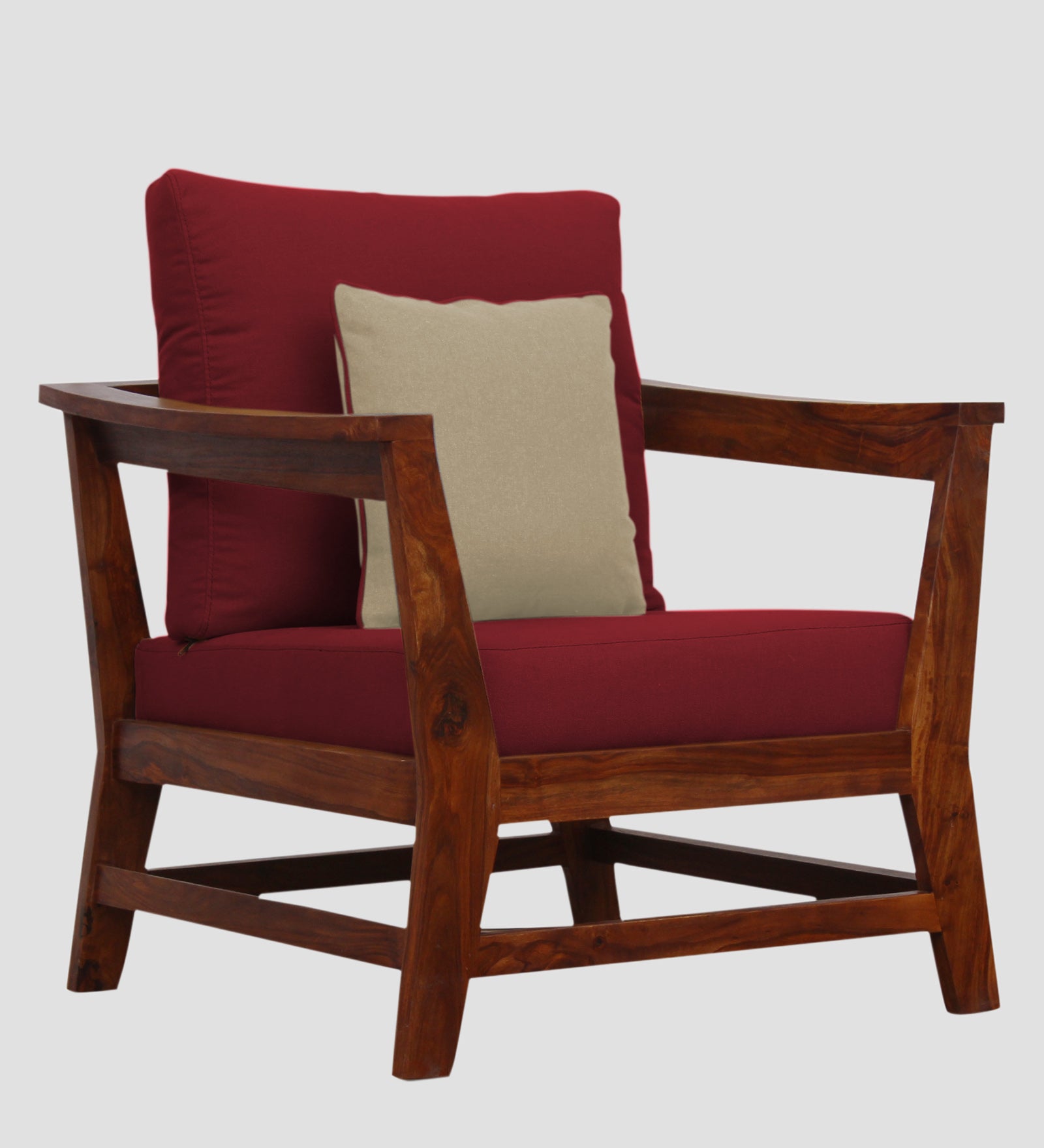 Fuju Fabric 1 Seater Sofa in Crypto Chilli Red Colour - Febonic Living