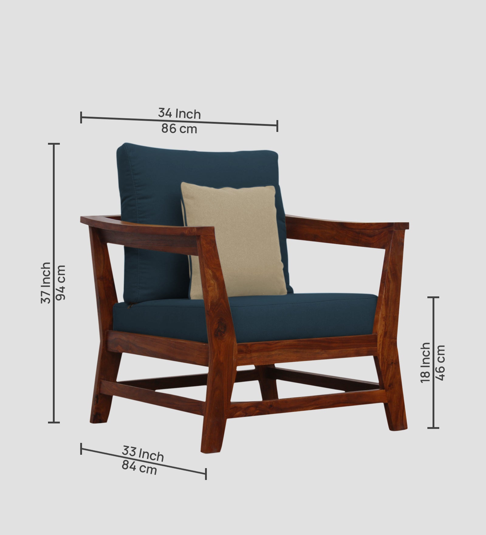 Fuju Fabric 1 Seater Sofa in Crypto Cool Blue Colour - Febonic Living