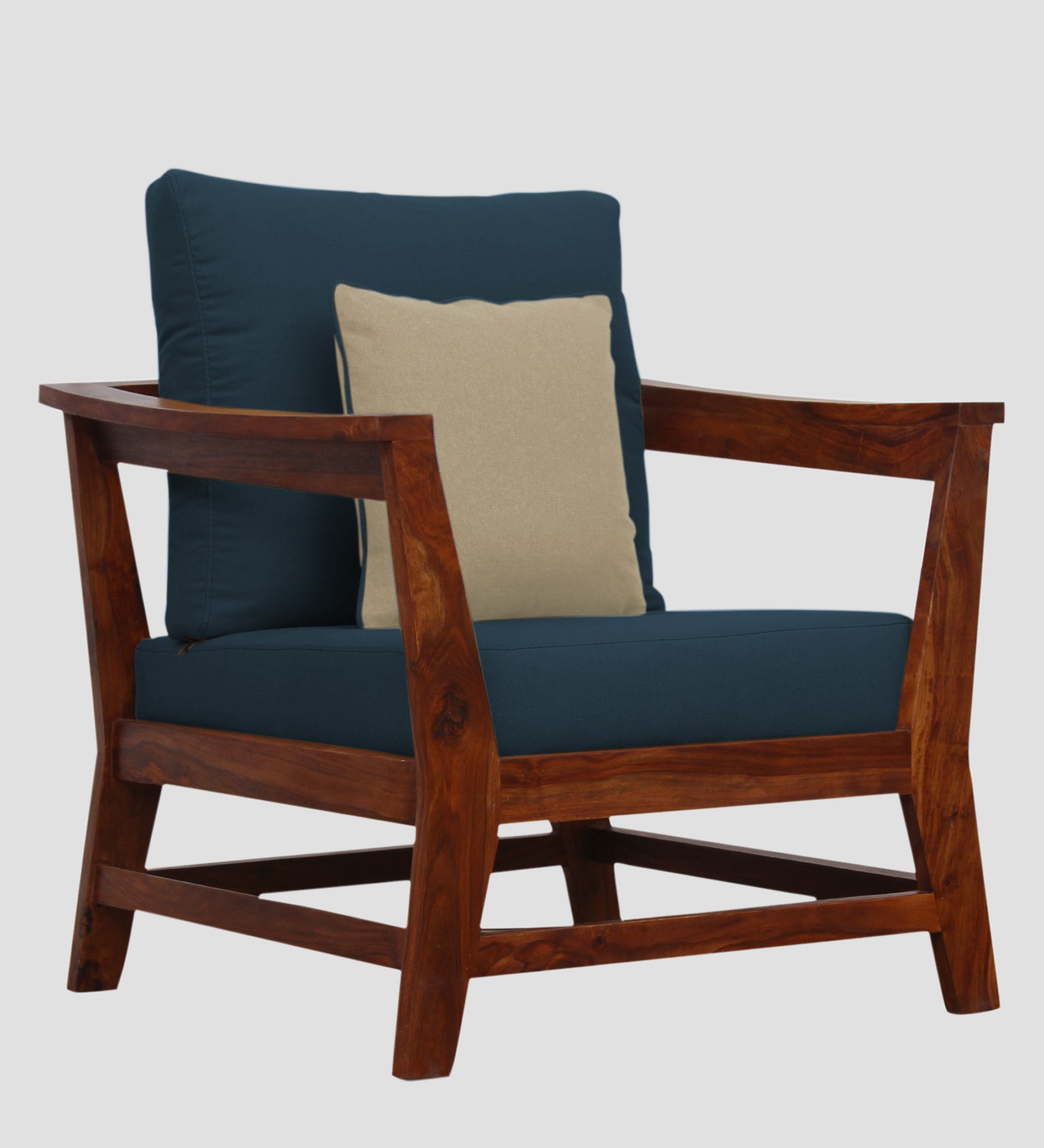 Fuju Fabric 1 Seater Sofa in Crypto Cool Blue Colour - Febonic Living