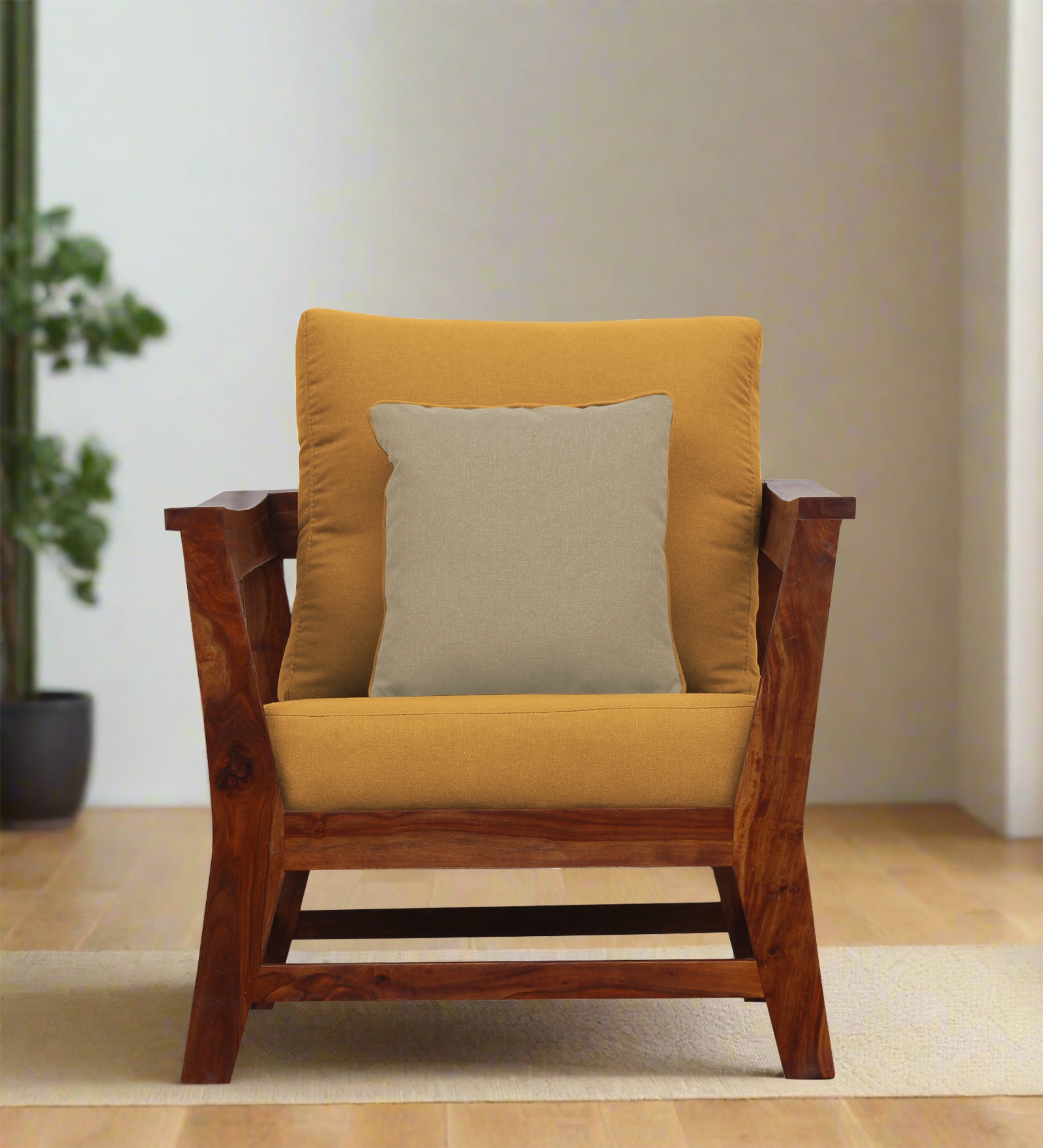 Fuju Fabric 1 Seater Sofa in Crypto Corn Yellow Colour - Febonic Living