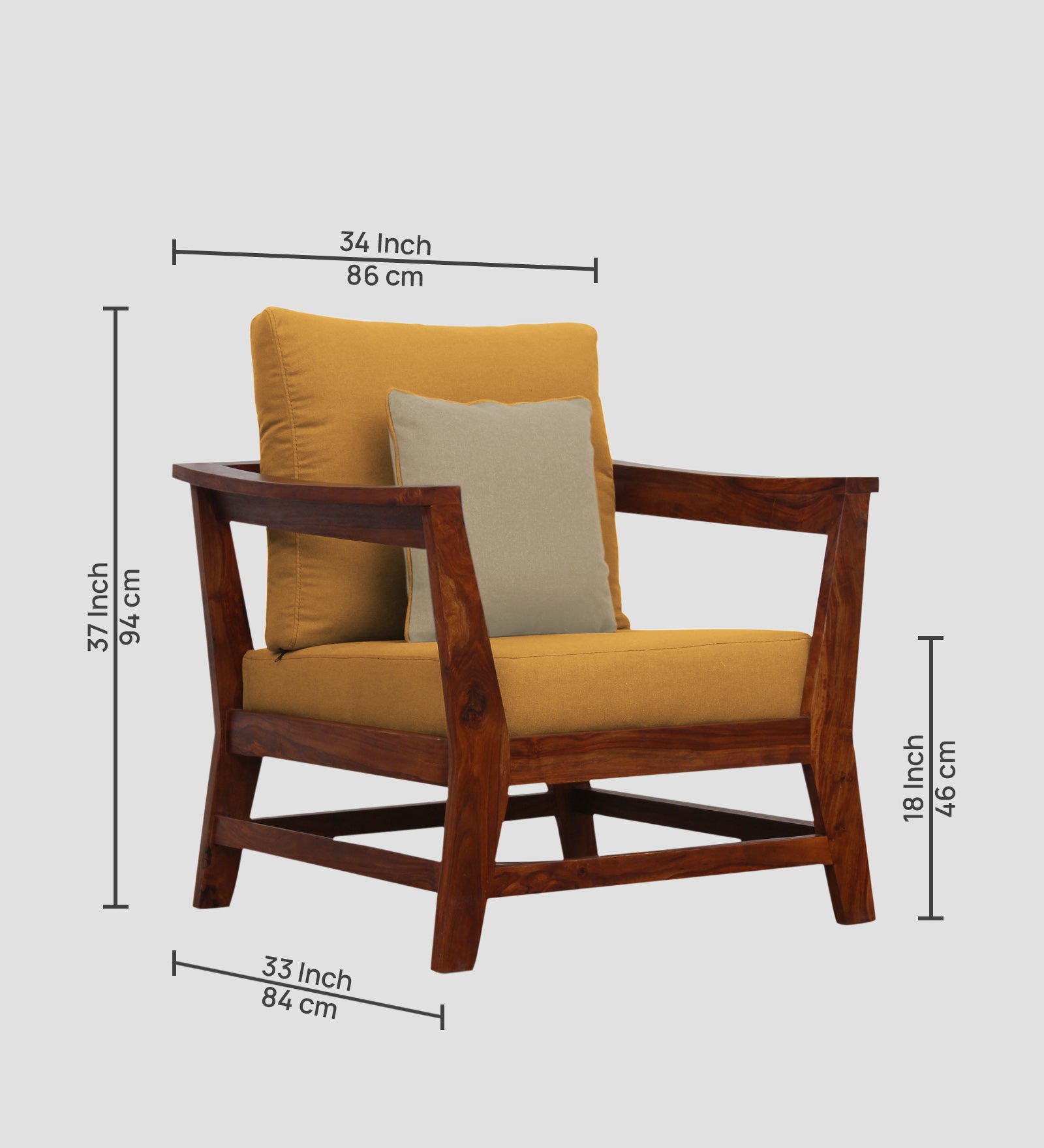 Fuju Fabric 1 Seater Sofa in Crypto Corn Yellow Colour - Febonic Living