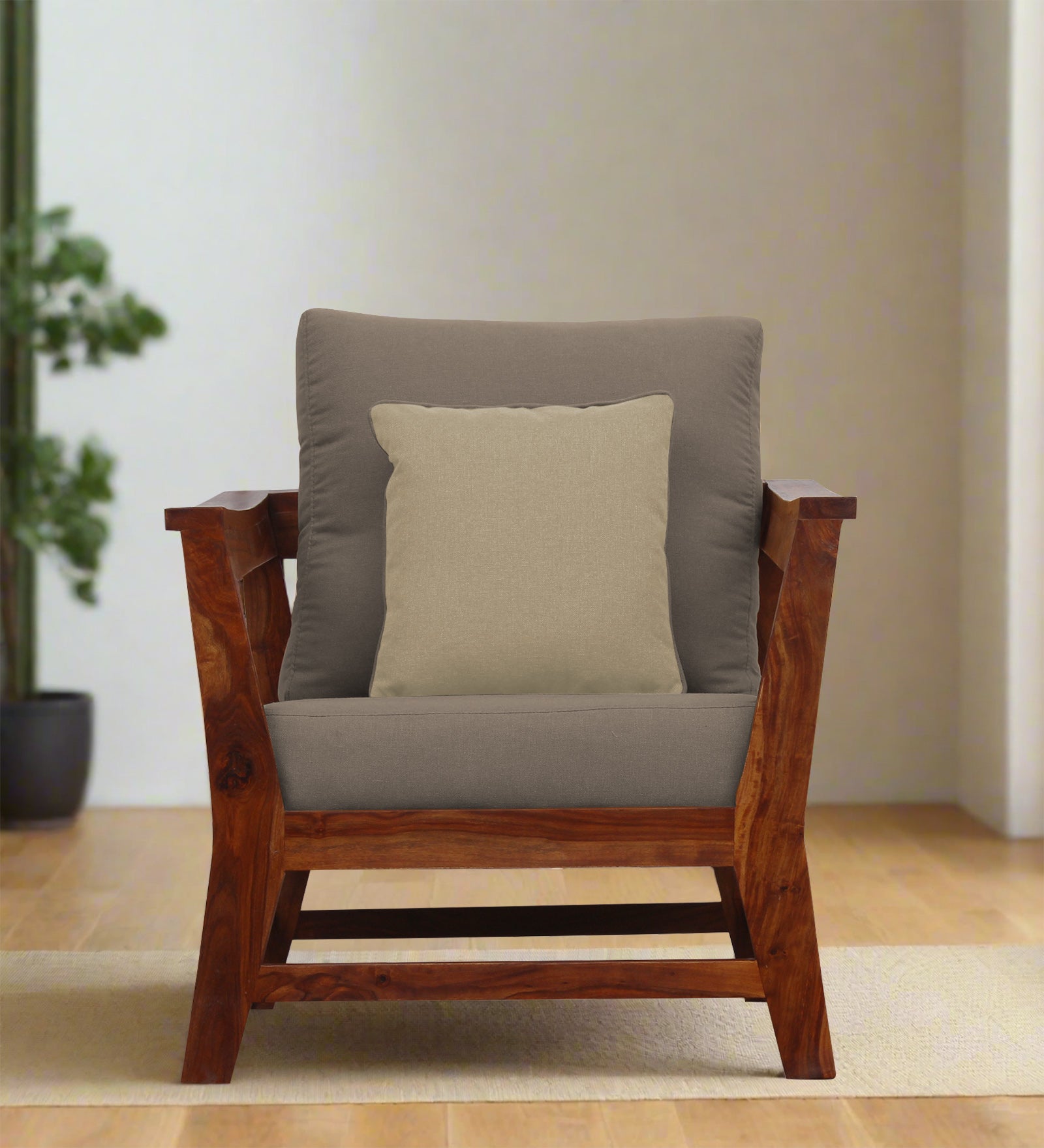 Fuju Fabric 1 Seater Sofa in Crypto Hazel Beige Colour - Febonic Living