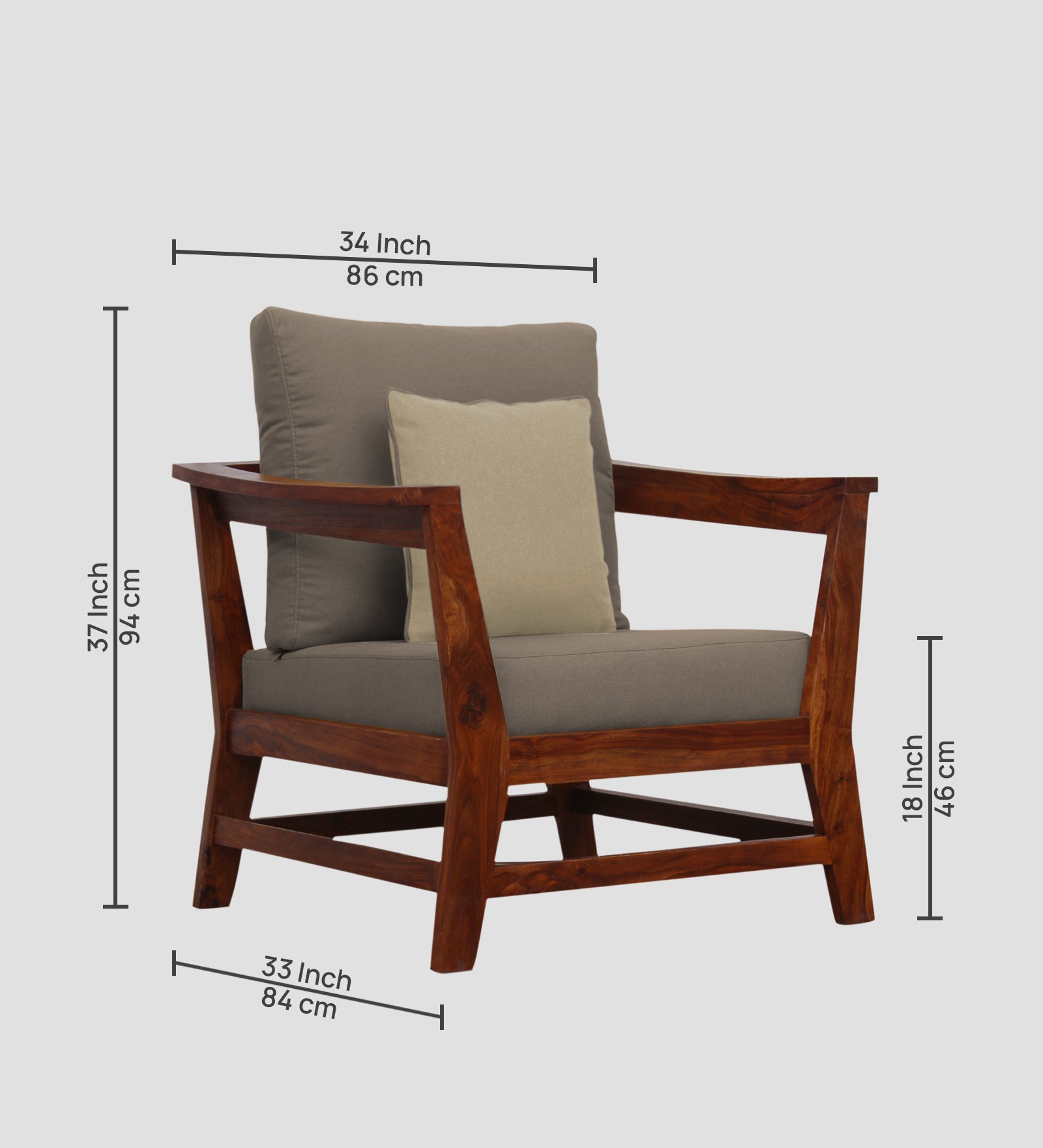 Fuju Fabric 1 Seater Sofa in Crypto Hazel Beige Colour - Febonic Living