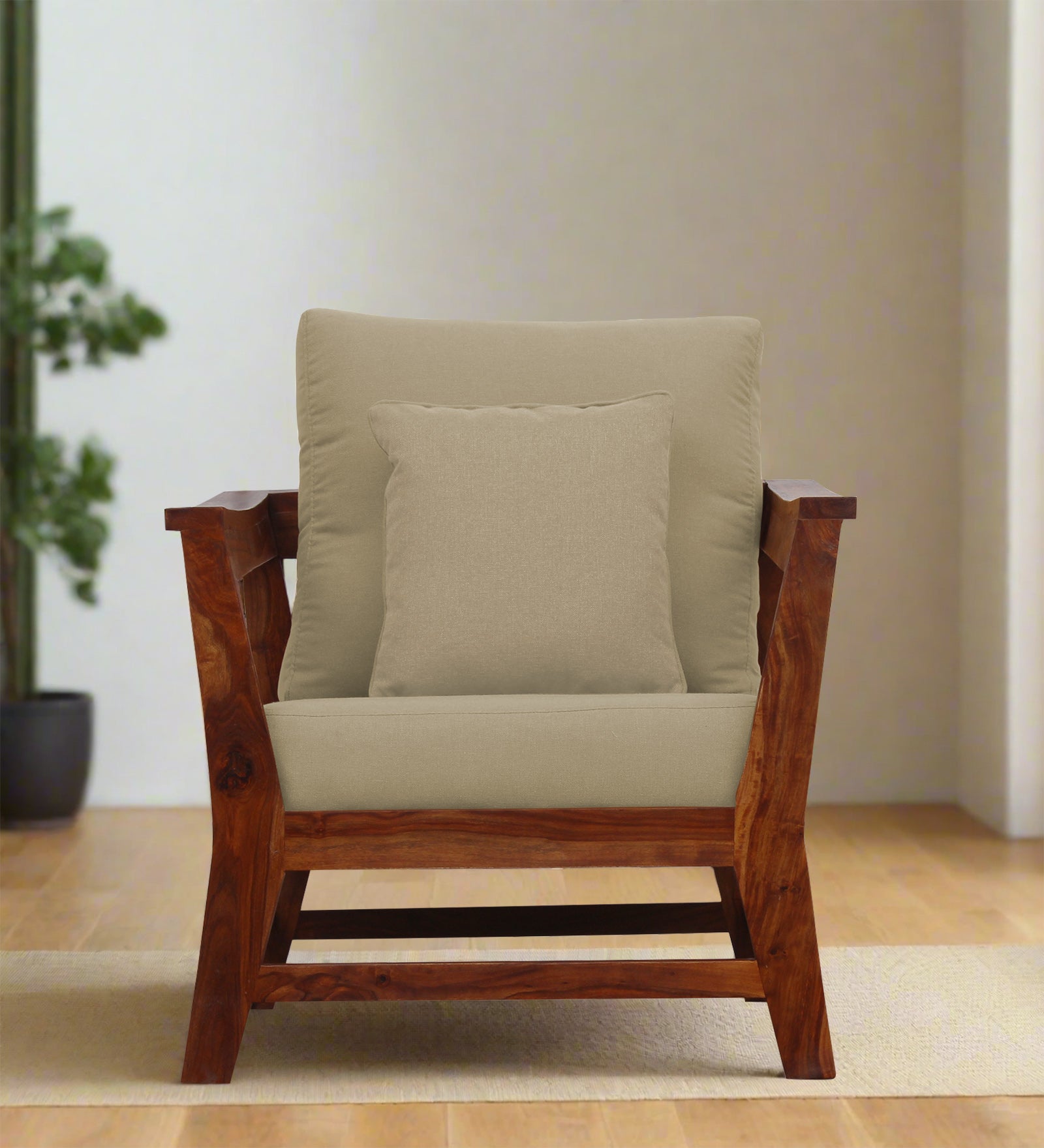 Fuju Fabric 1 Seater Sofa in Crypto Honey Beige Colour - Febonic Living