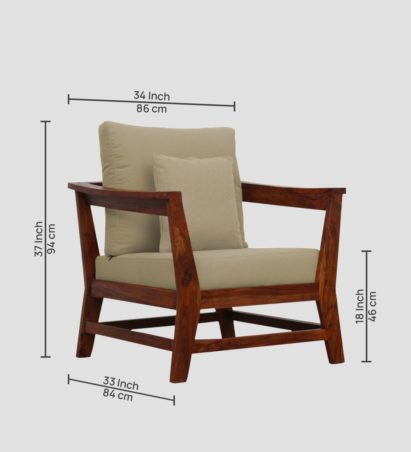 Fuju Fabric 1 Seater Sofa in Crypto Honey Beige Colour - Febonic Living