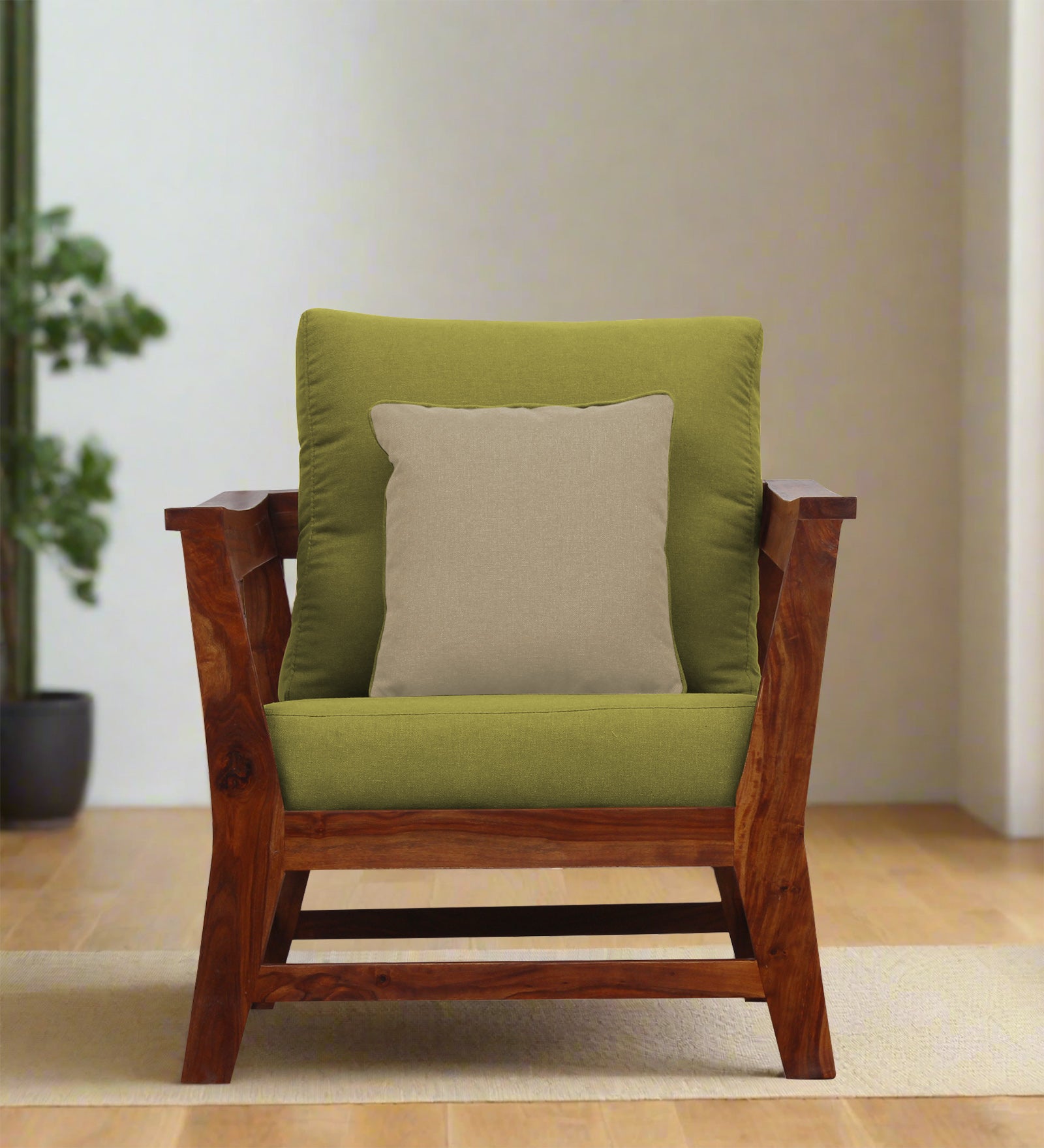 Fuju Fabric 1 Seater Sofa in Crypto Kelly Green Colour - Febonic Living