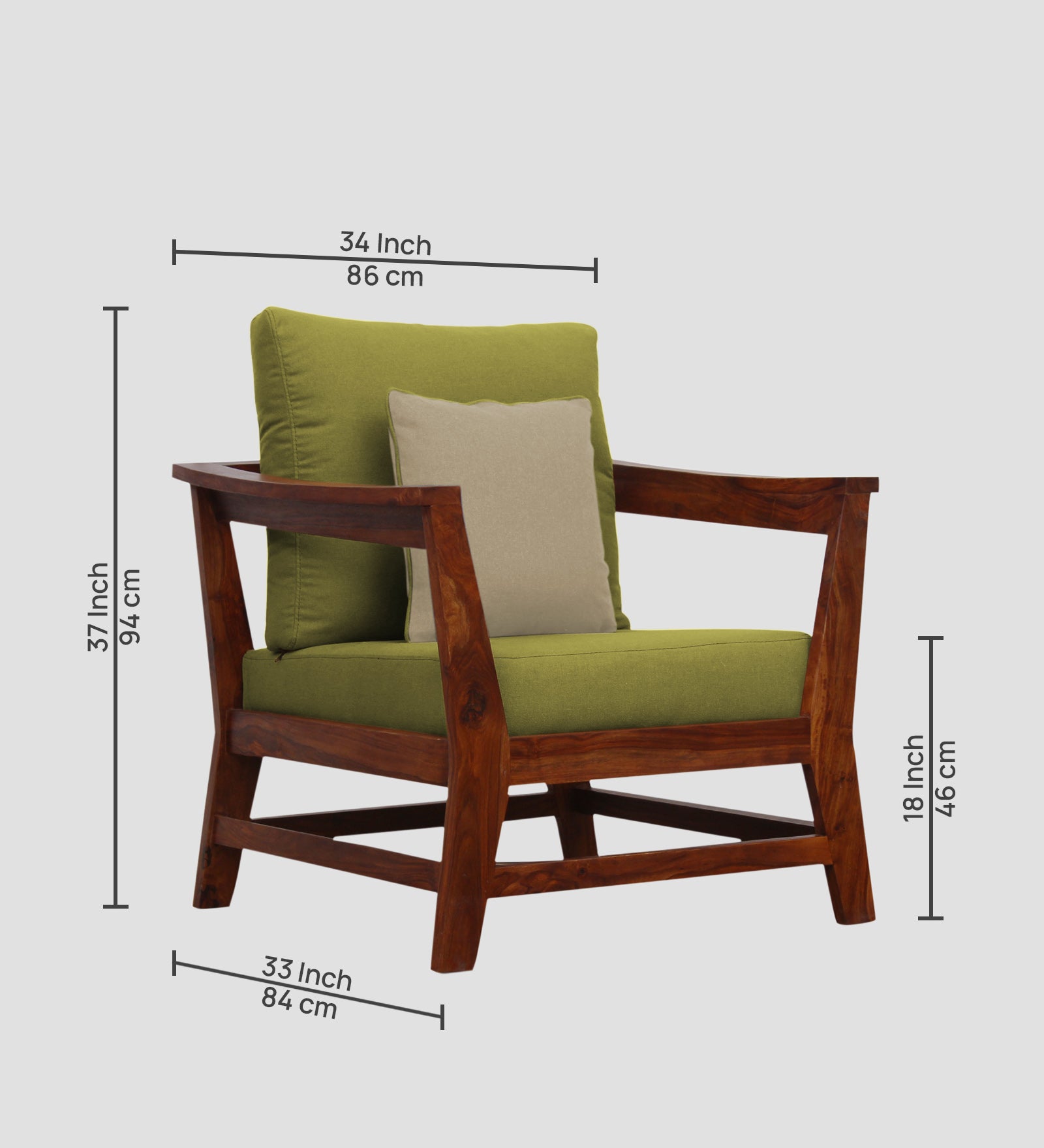 Fuju Fabric 1 Seater Sofa in Crypto Kelly Green Colour - Febonic Living