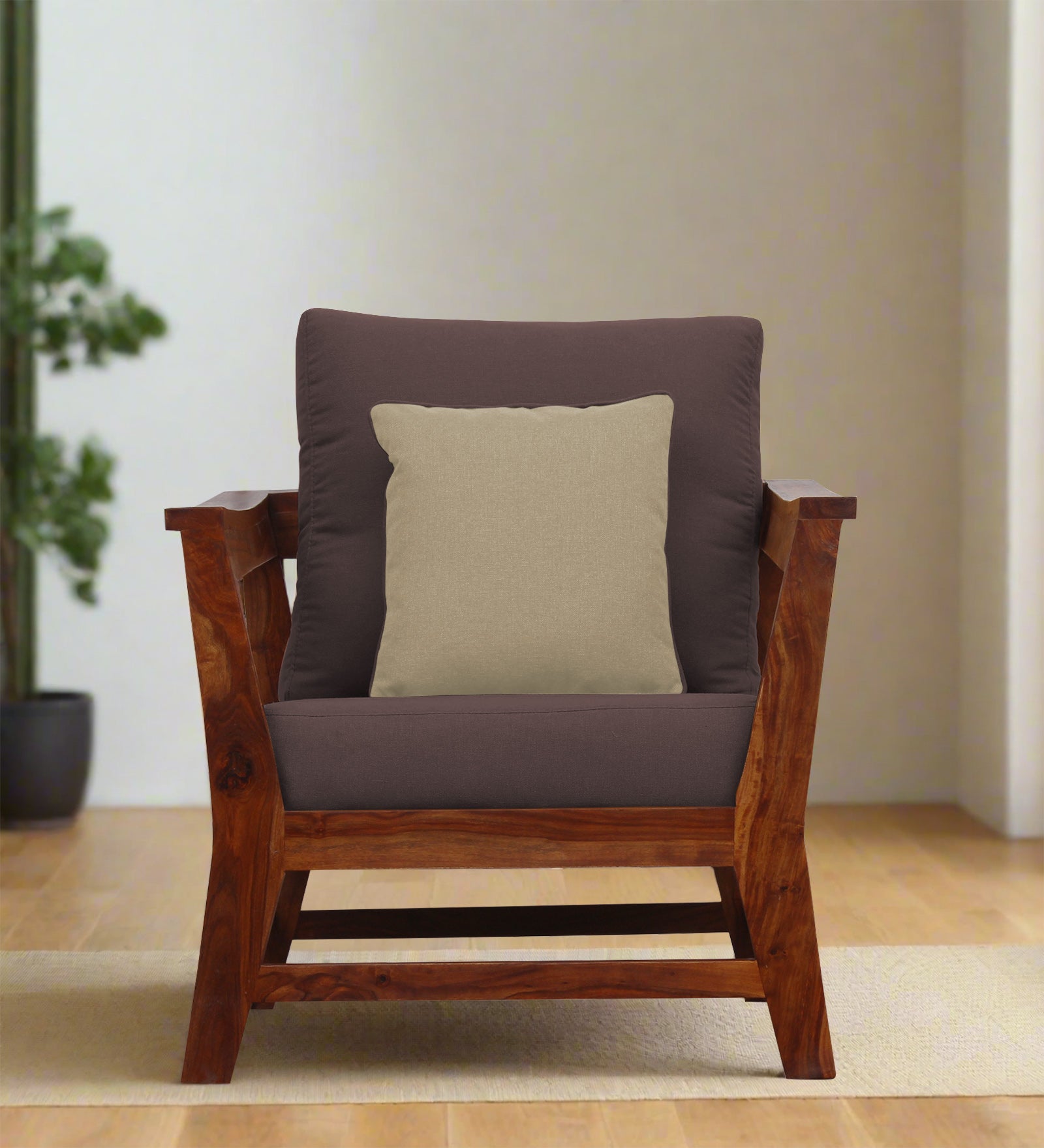 Fuju Fabric 1 Seater Sofa in Crypto Night Brown Colour - Febonic Living