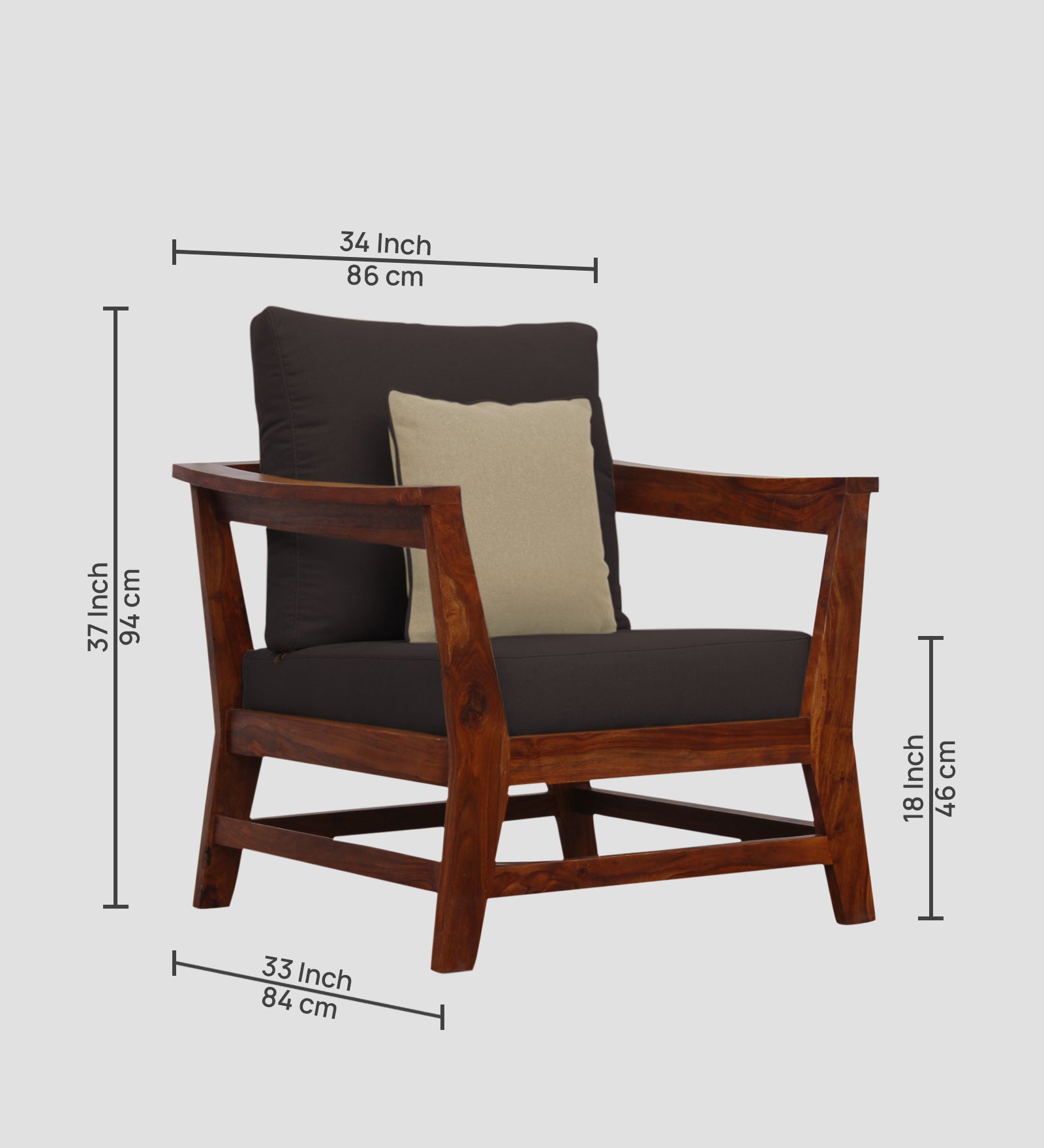 Fuju Fabric 1 Seater Sofa in Crypto Pebble Brown Colour - Febonic Living