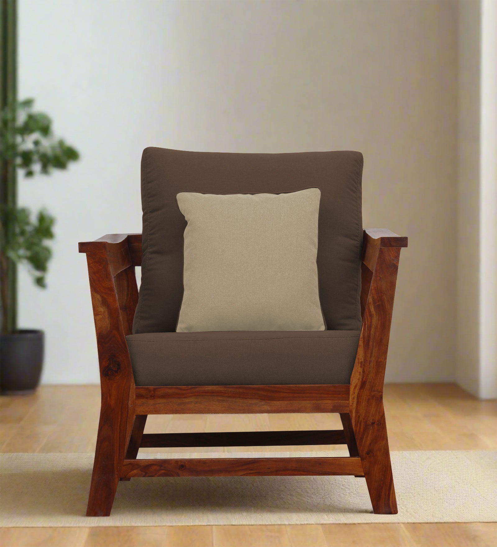 Fuju Fabric 1 Seater Sofa in Crypto Rosy Brown Colour - Febonic Living