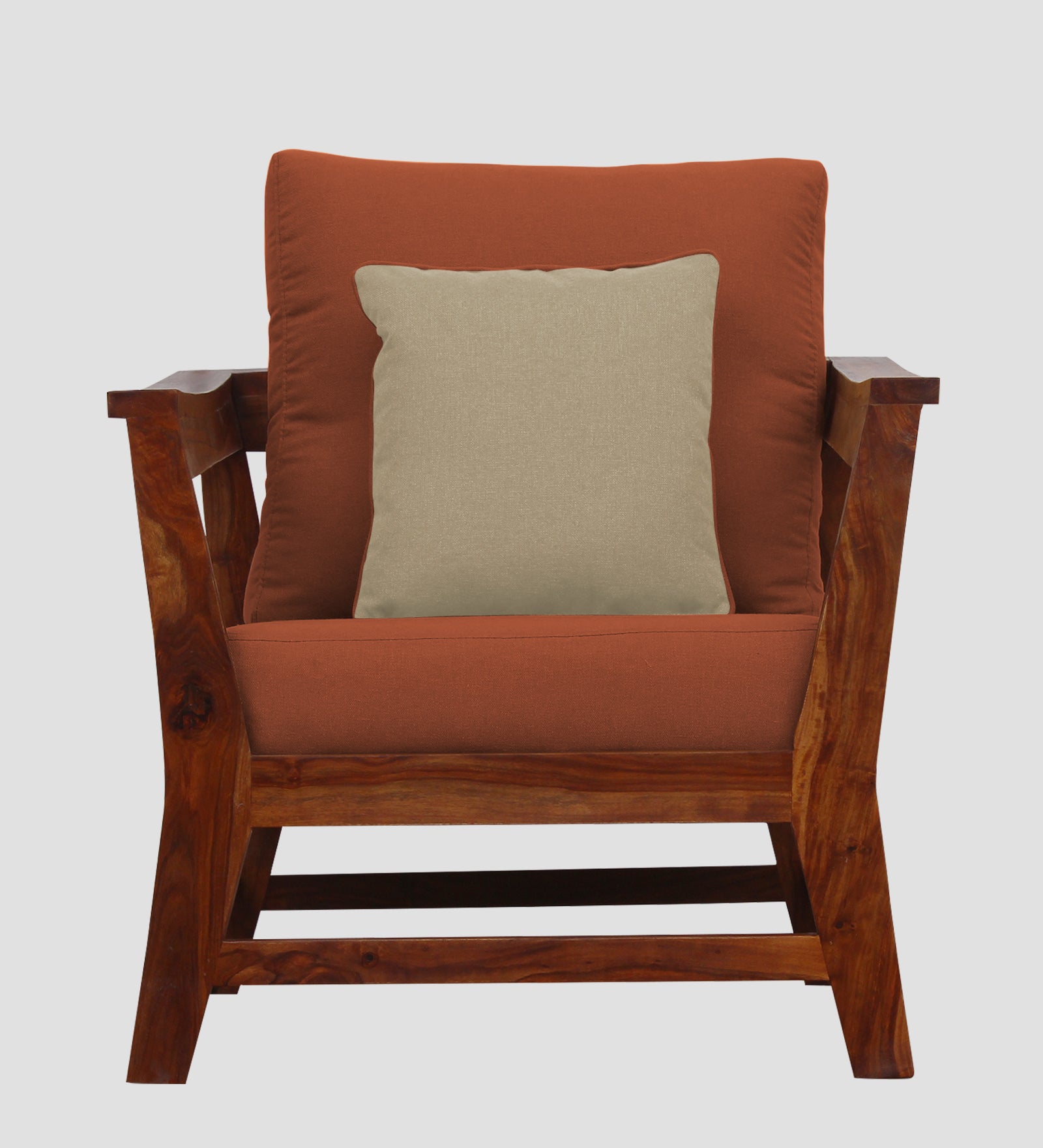 Fuju Fabric 1 Seater Sofa in Crypto Royal Orange Colour - Febonic Living