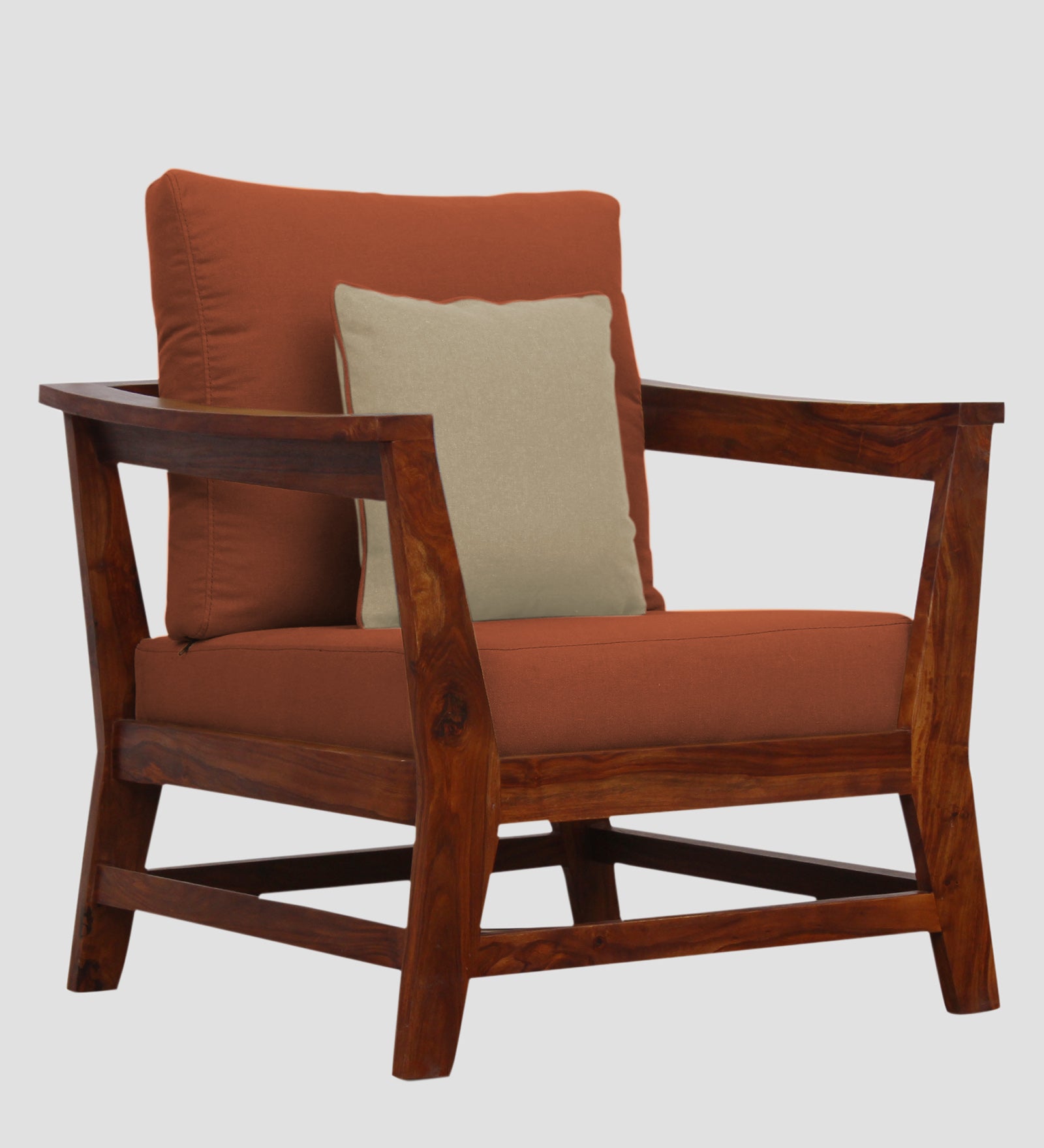 Fuju Fabric 1 Seater Sofa in Crypto Royal Orange Colour - Febonic Living