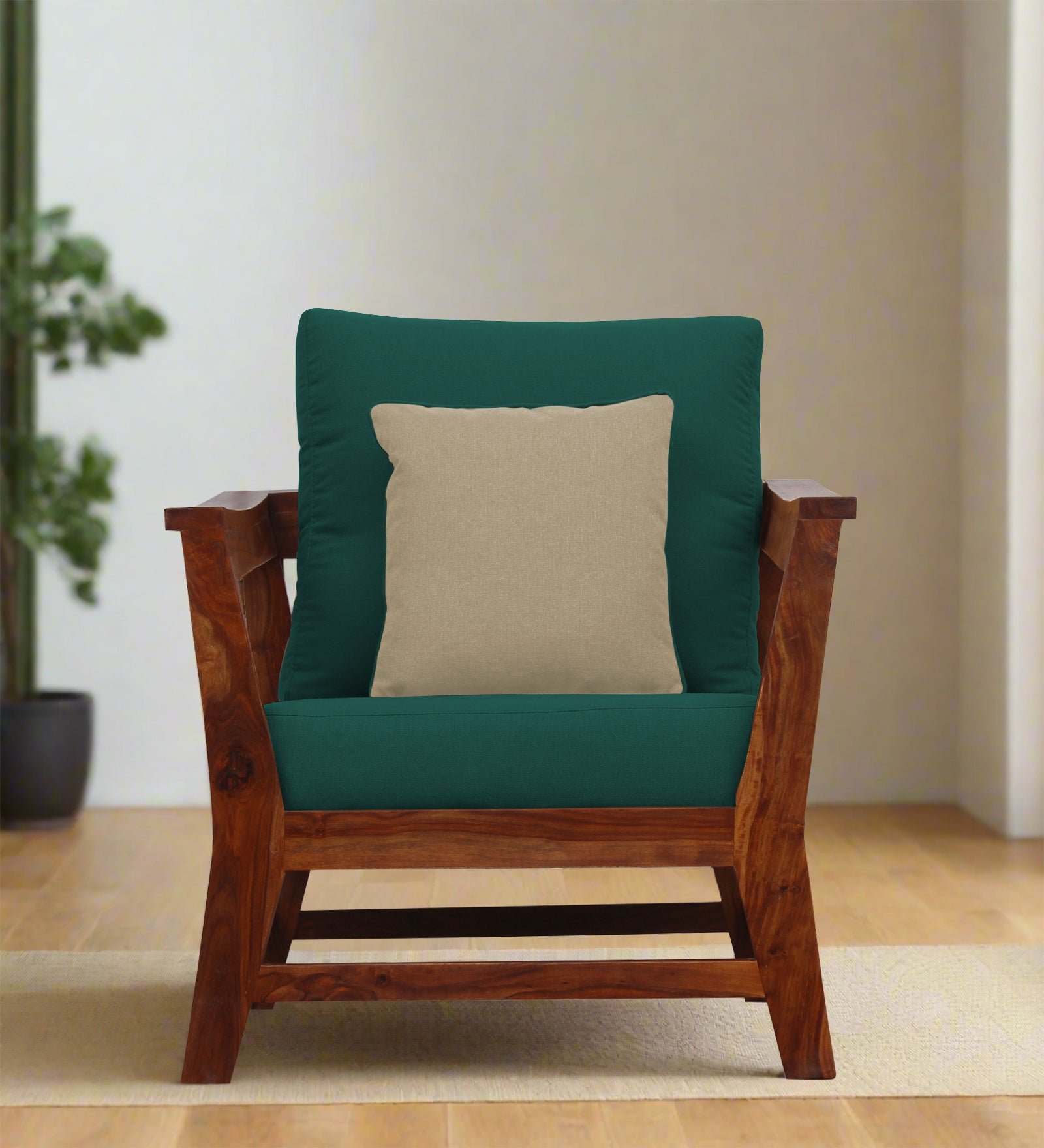 Fuju Fabric 1 Seater Sofa in Crypto Sage Green Colour - Febonic Living