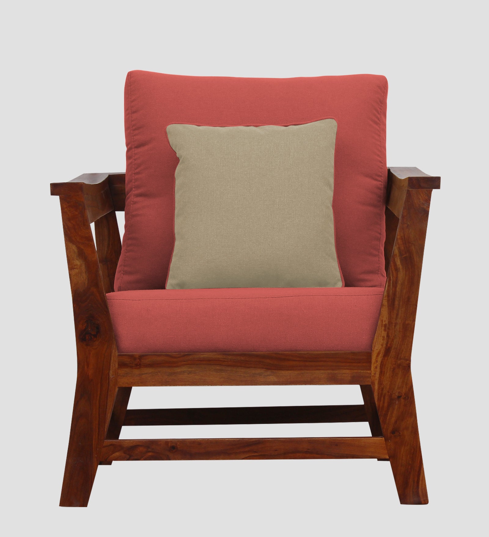 Fuju Fabric 1 Seater Sofa in Crypto Salmon Pink Colour - Febonic Living