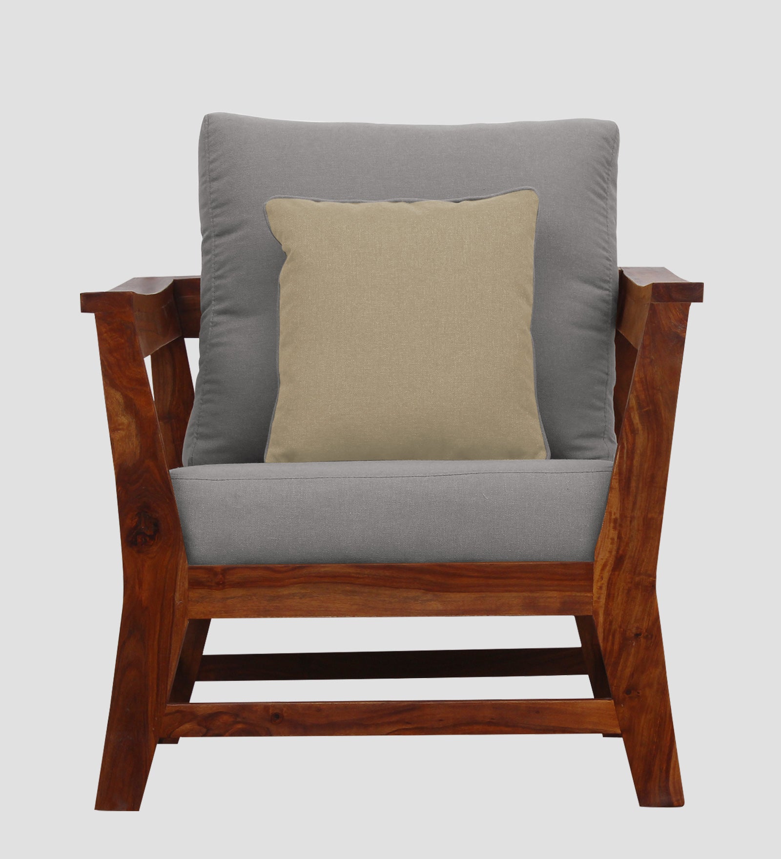 Fuju Fabric 1 Seater Sofa in Crypto Silver Grey Colour - Febonic Living