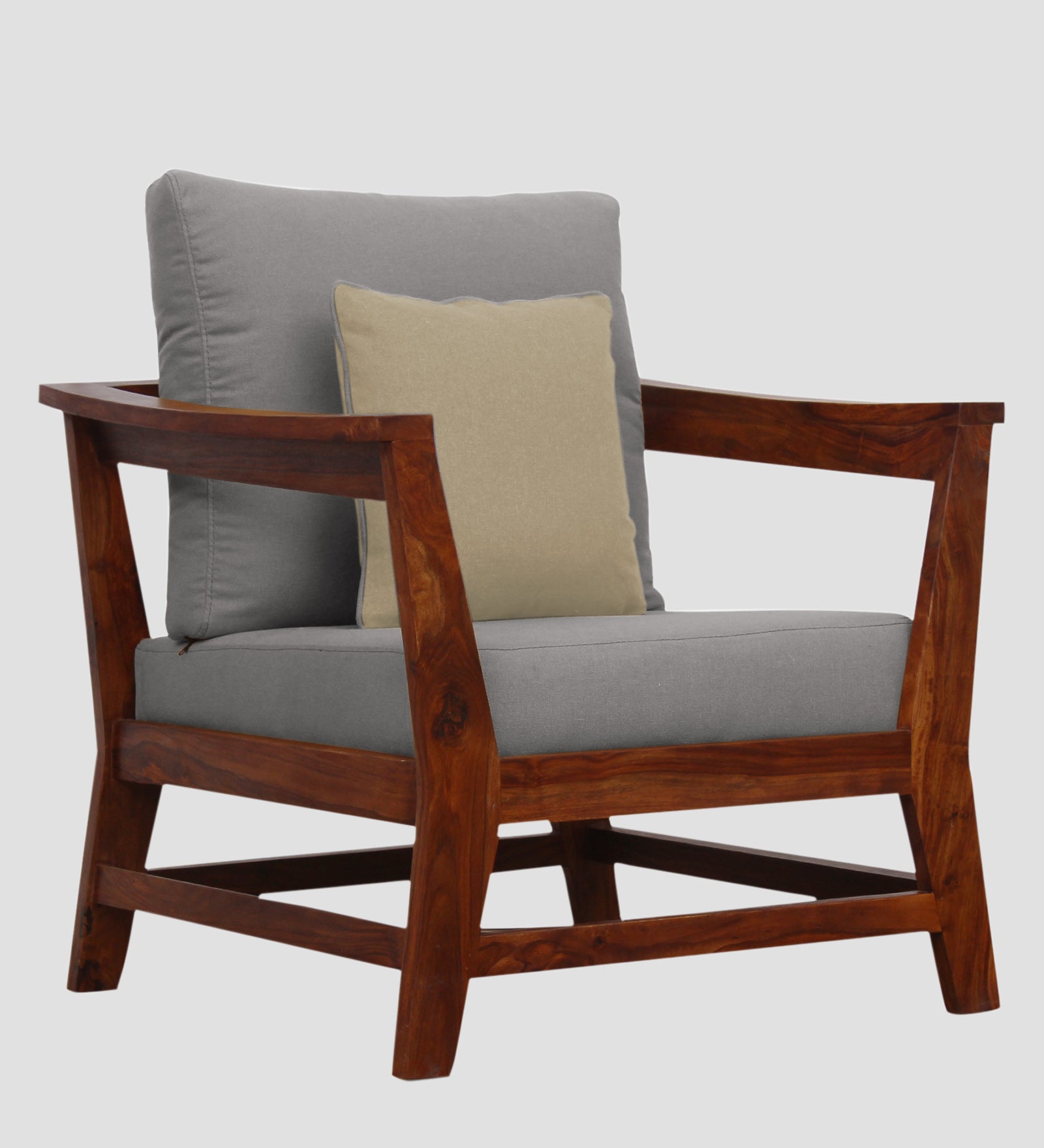 Fuju Fabric 1 Seater Sofa in Crypto Silver Grey Colour - Febonic Living