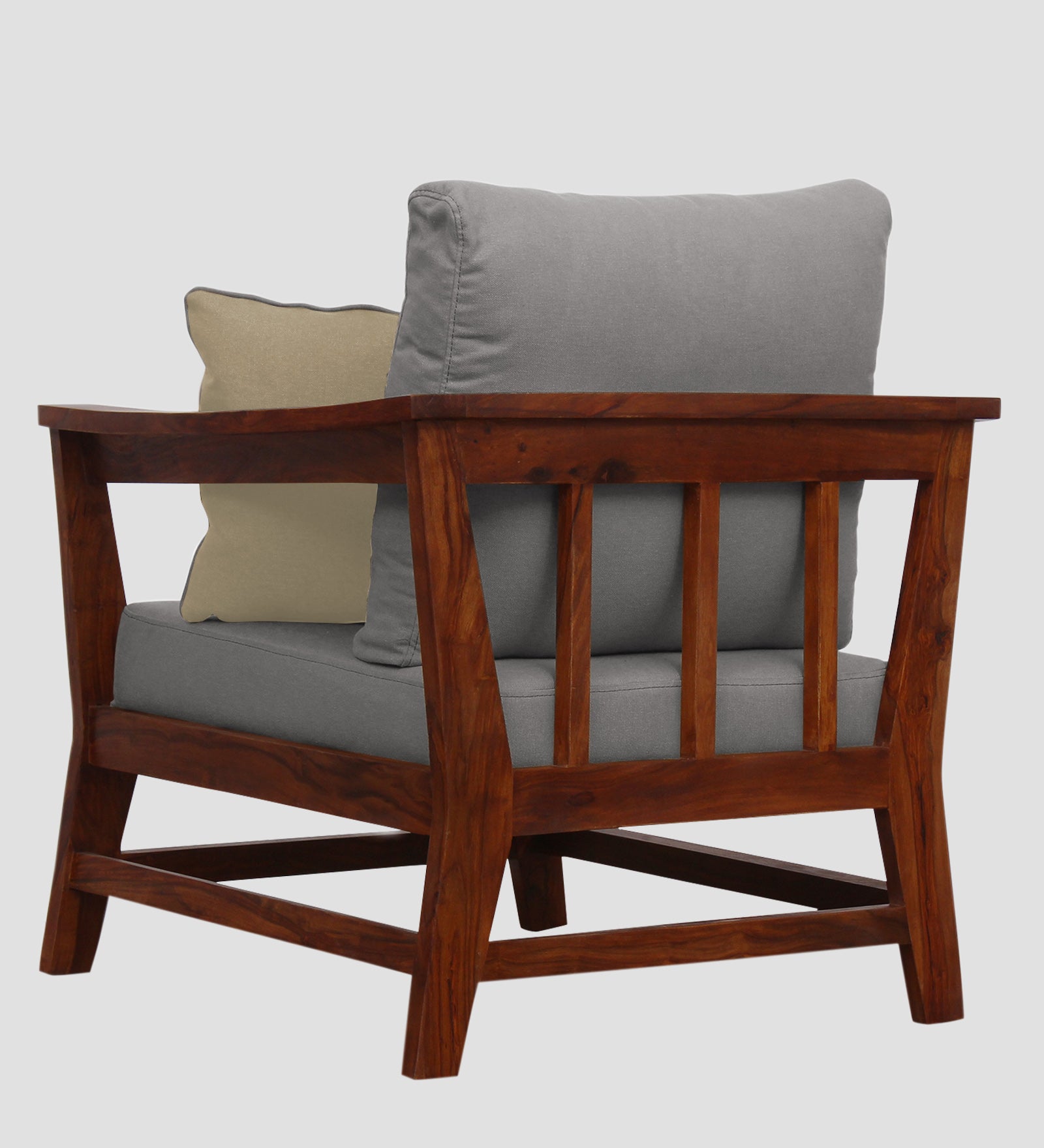 Fuju Fabric 1 Seater Sofa in Crypto Silver Grey Colour - Febonic Living