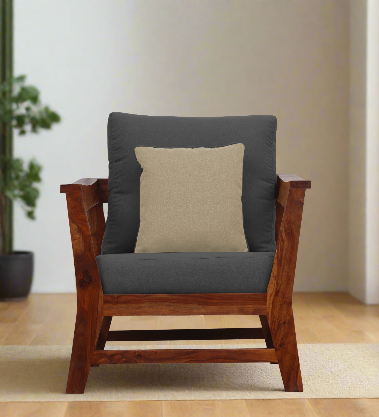 Fuju Fabric 1 Seater Sofa in Crypto Stone Grey Colour - Febonic Living