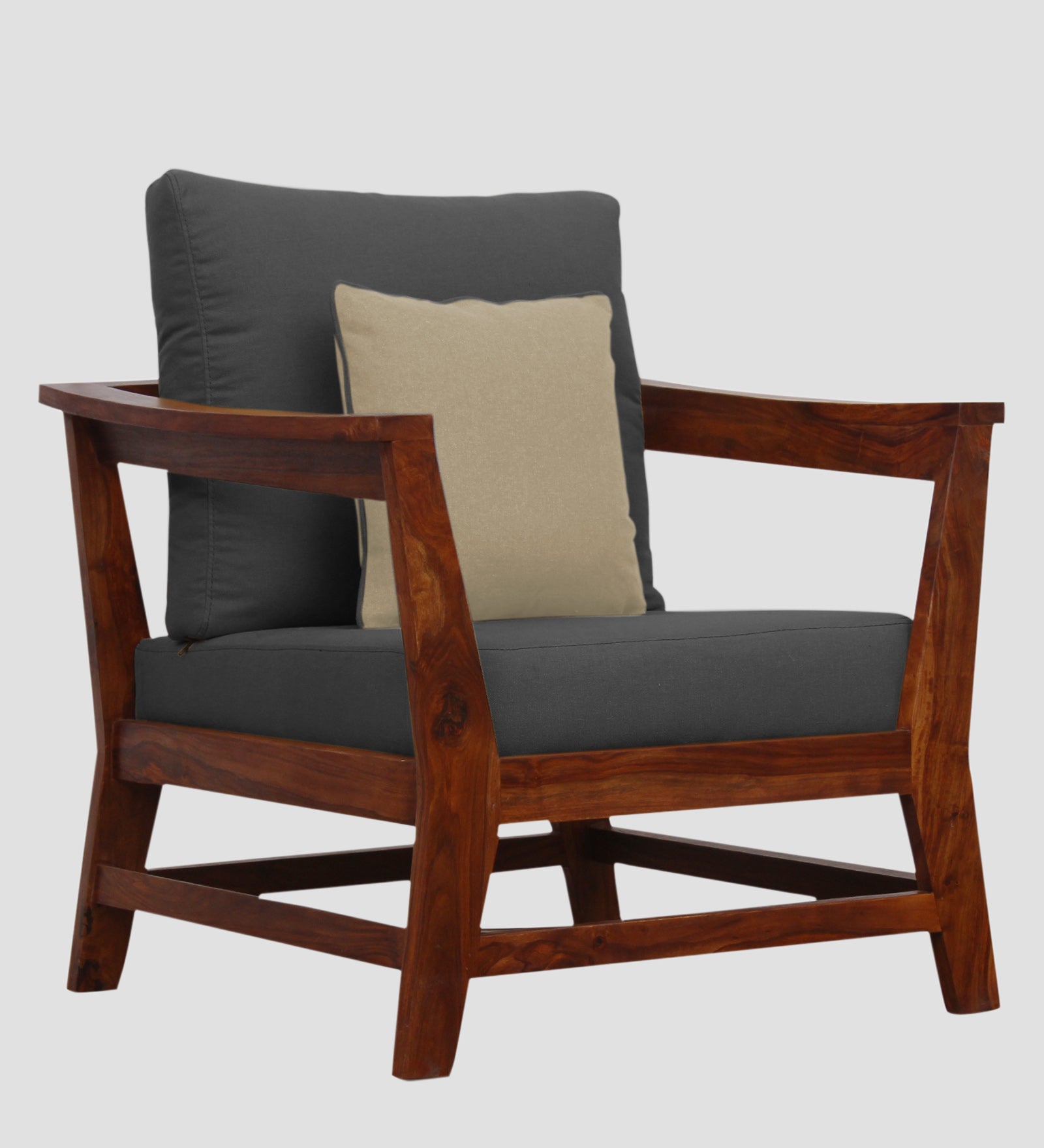 Fuju Fabric 1 Seater Sofa in Crypto Stone Grey Colour - Febonic Living