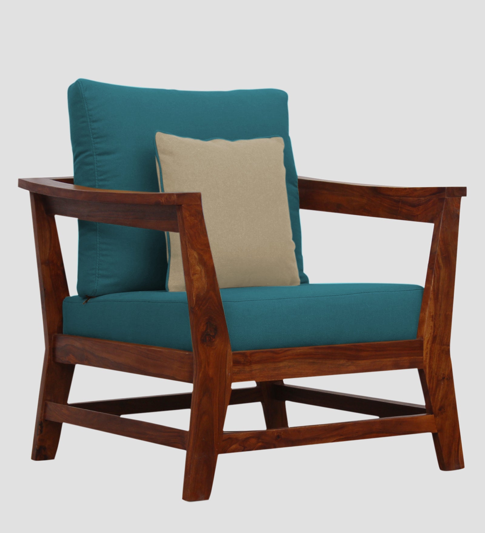 Fuju Fabric 1 Seater Sofa in Crypto Water Blue Colour - Febonic Living