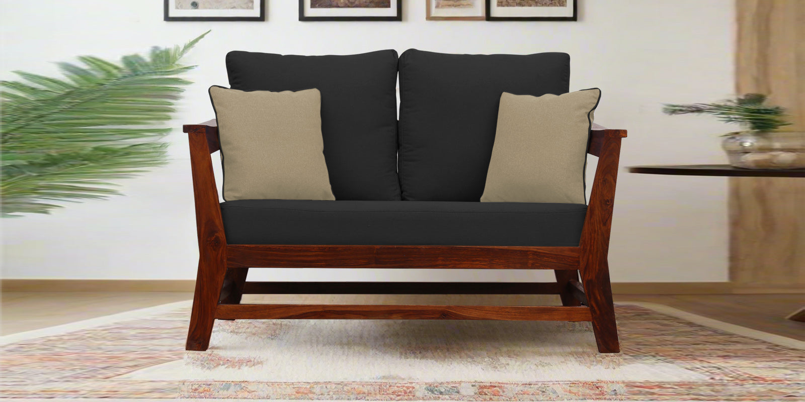 Fuju Fabric 2 Seater Sofa in Crypto Bitter Black Colour - Febonic Living