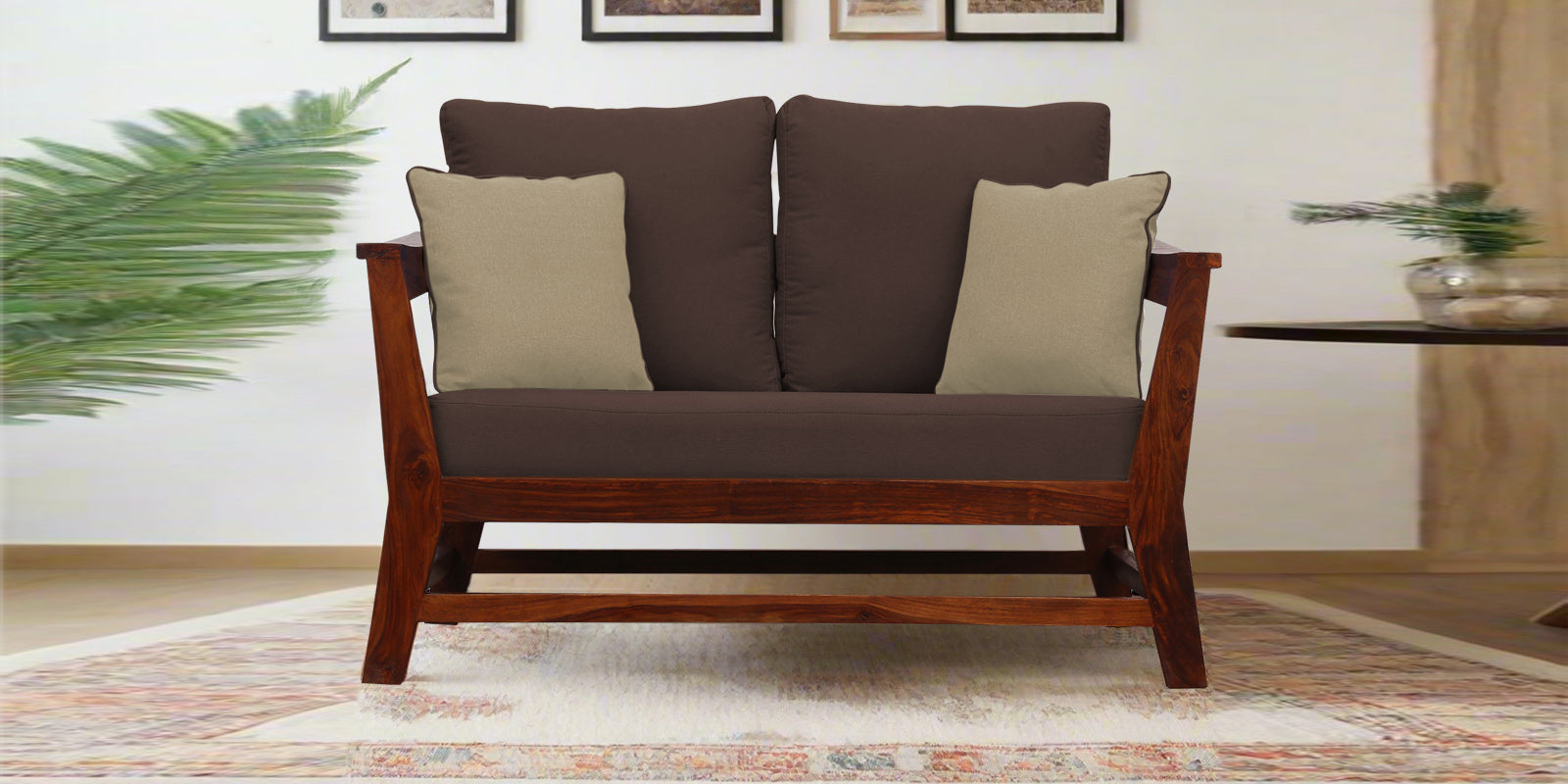 Fuju Fabric 2 Seater Sofa in Crypto Caramel Brown Colour - Febonic Living