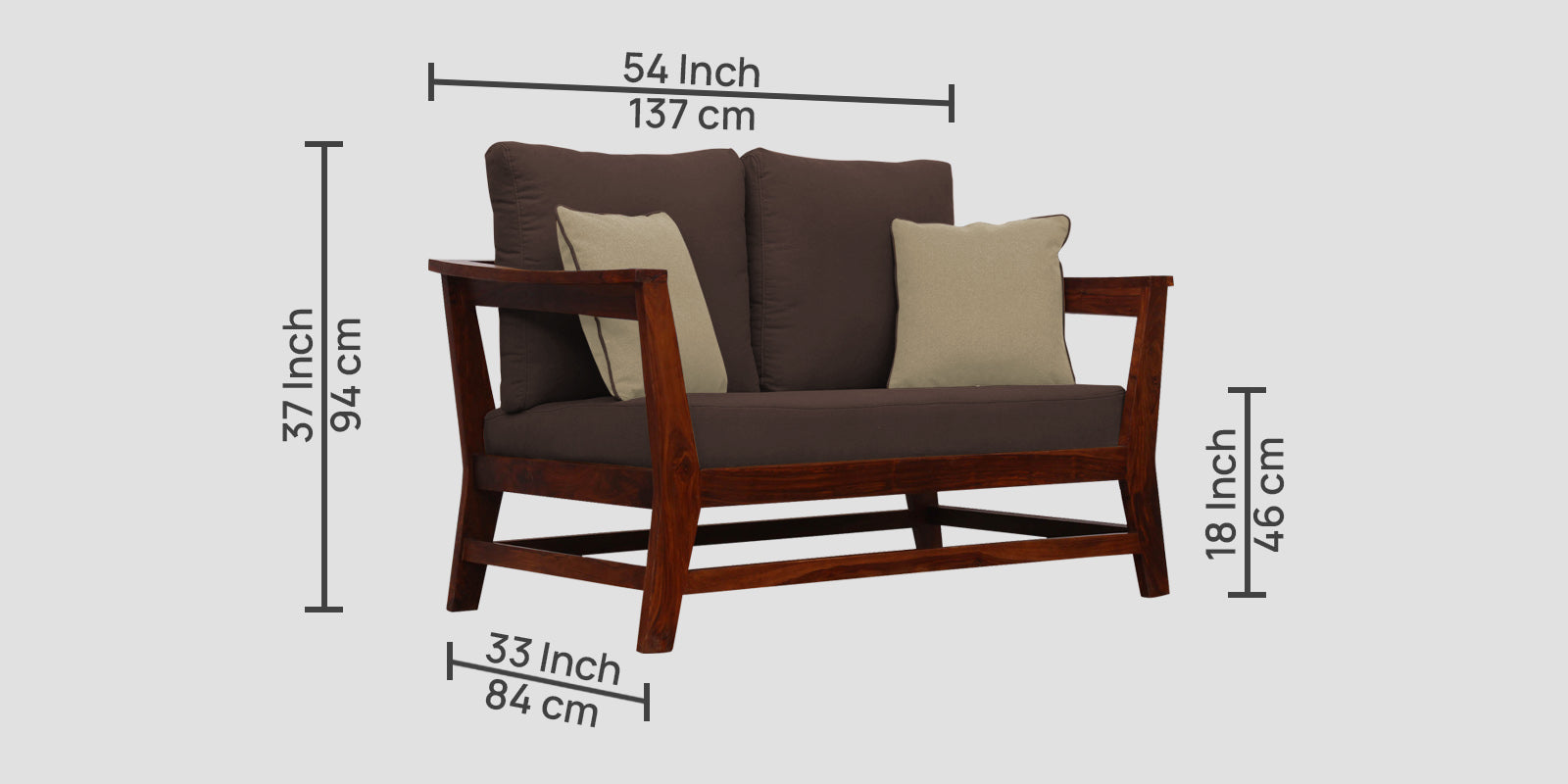 Fuju Fabric 2 Seater Sofa in Crypto Caramel Brown Colour - Febonic Living