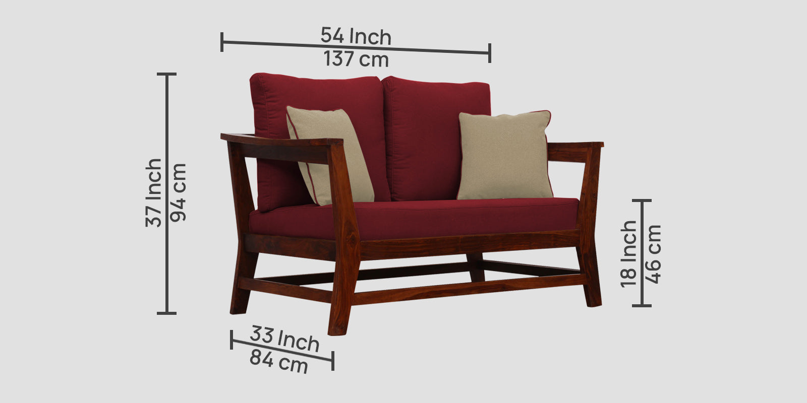 Fuju Fabric 2 Seater Sofa in Crypto Chilli Red Colour - Febonic Living