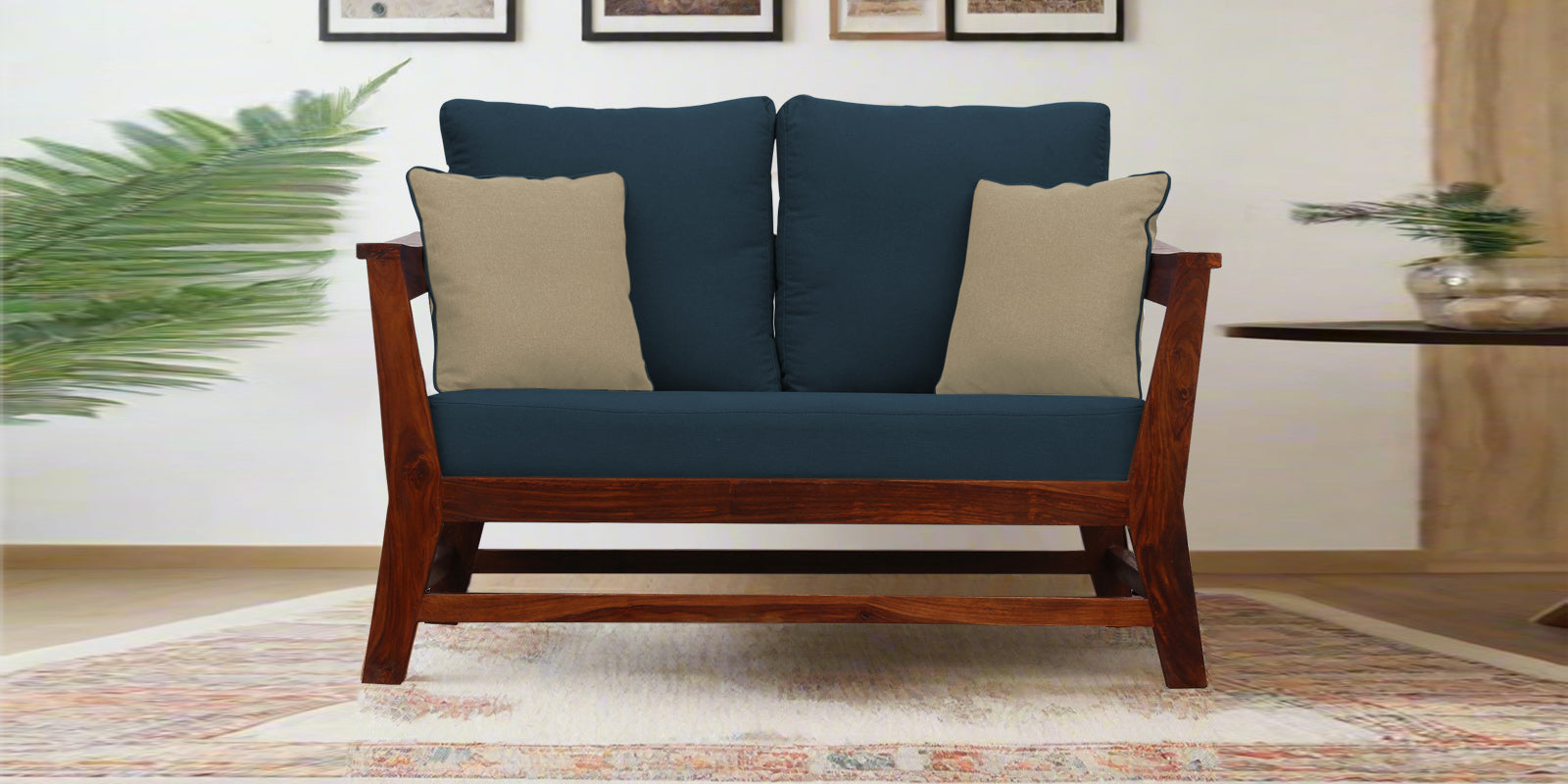Fuju Fabric 2 Seater Sofa in Crypto Cool Blue Colour - Febonic Living