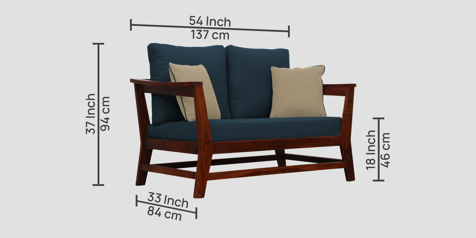 Fuju Fabric 2 Seater Sofa in Crypto Cool Blue Colour - Febonic Living