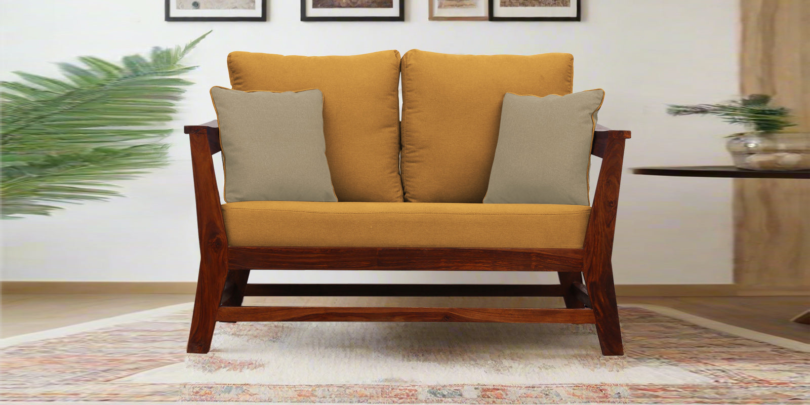 Fuju Fabric 2 Seater Sofa in Crypto Corn Yellow Colour - Febonic Living