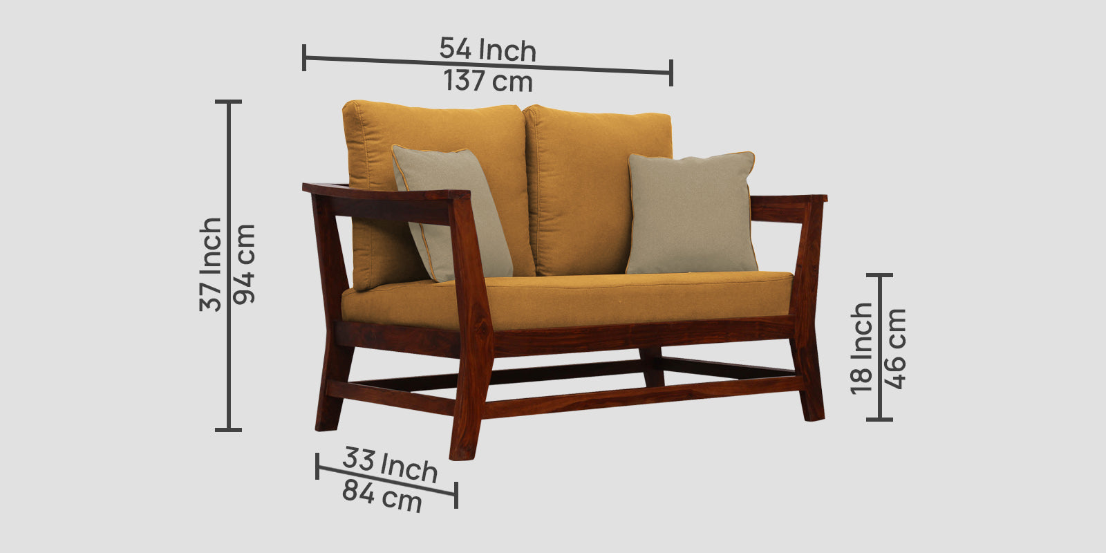 Fuju Fabric 2 Seater Sofa in Crypto Corn Yellow Colour - Febonic Living