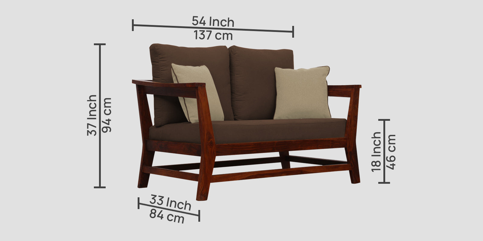 Fuju Fabric 2 Seater Sofa in Crypto Ash Brown Colour - Febonic Living