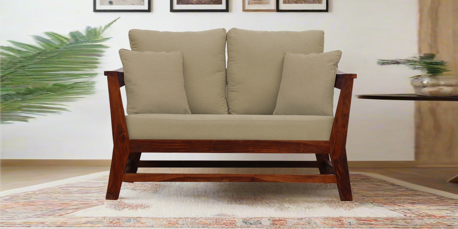 Fuju Fabric 2 Seater Sofa in Crypto Honey Beige Colour - Febonic Living