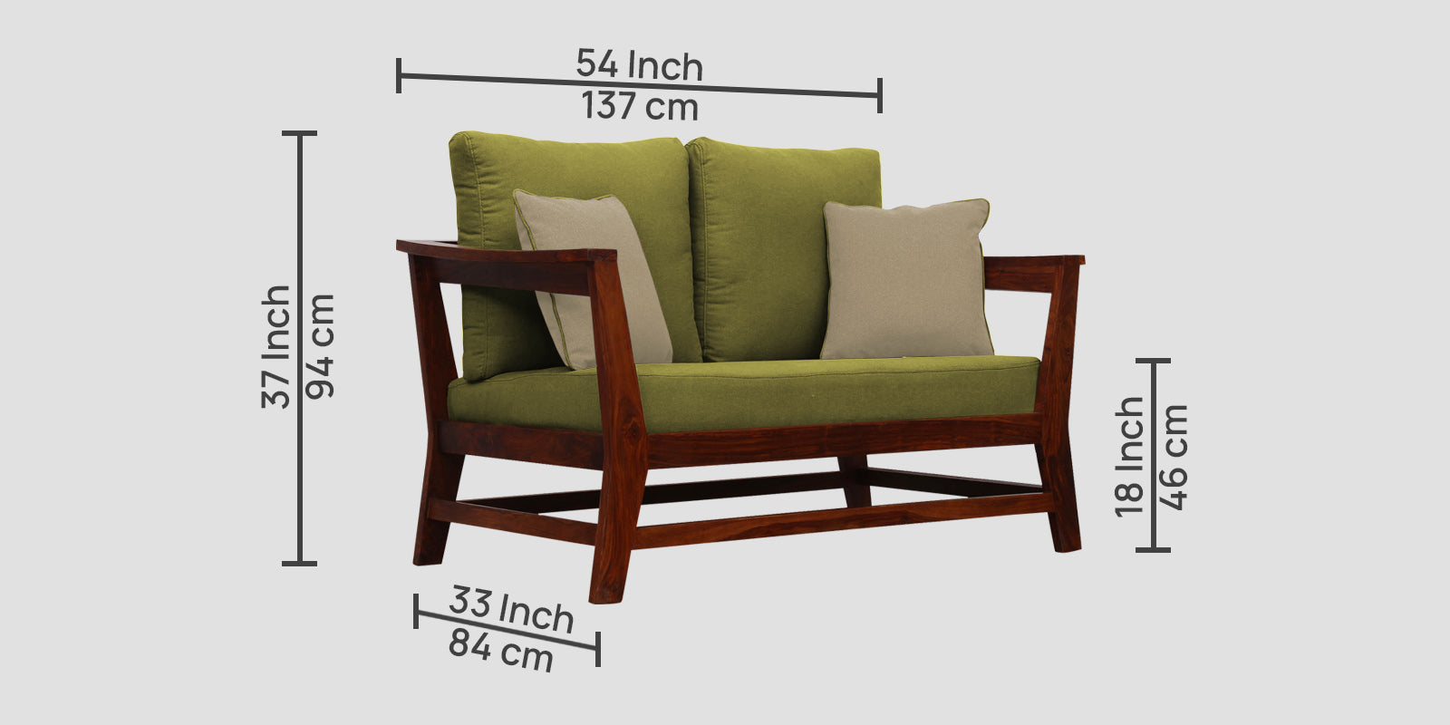 Fuju Fabric 2 Seater Sofa in Crypto Kelly Green Colour - Febonic Living