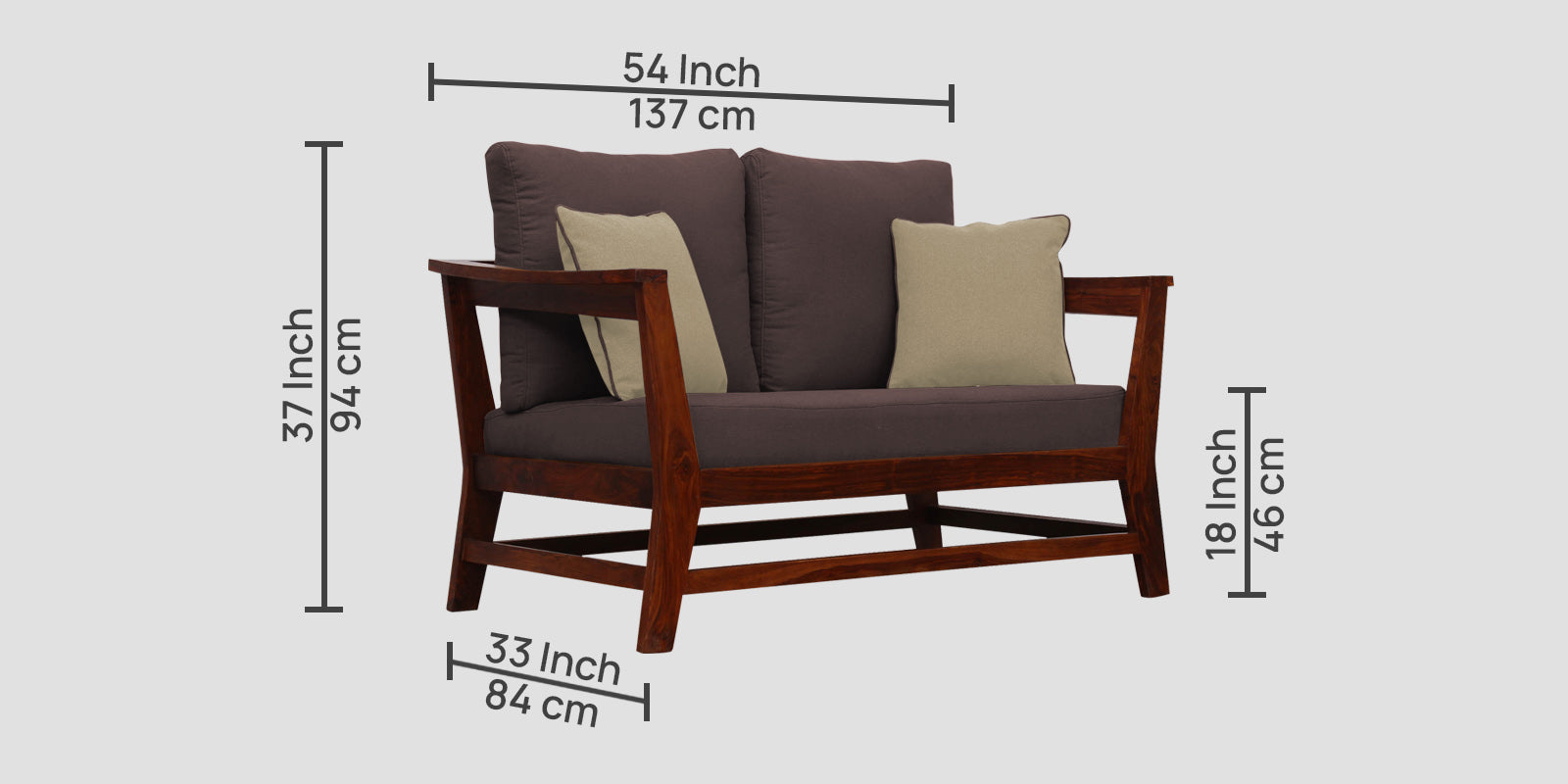 Fuju Fabric 2 Seater Sofa in Crypto Night Brown Colour - Febonic Living