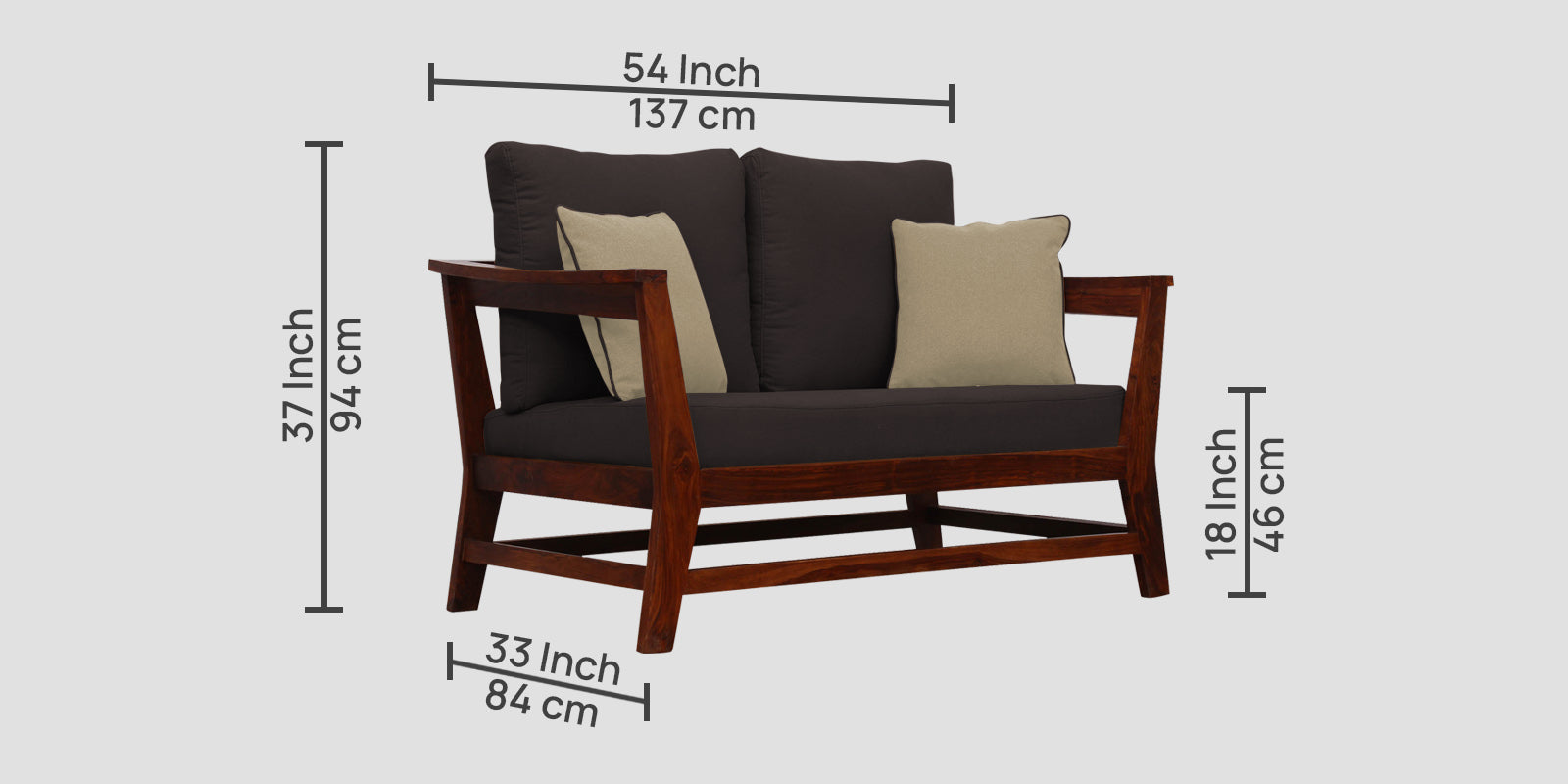 Fuju Fabric 2 Seater Sofa in Crypto Pebble Brown Colour - Febonic Living
