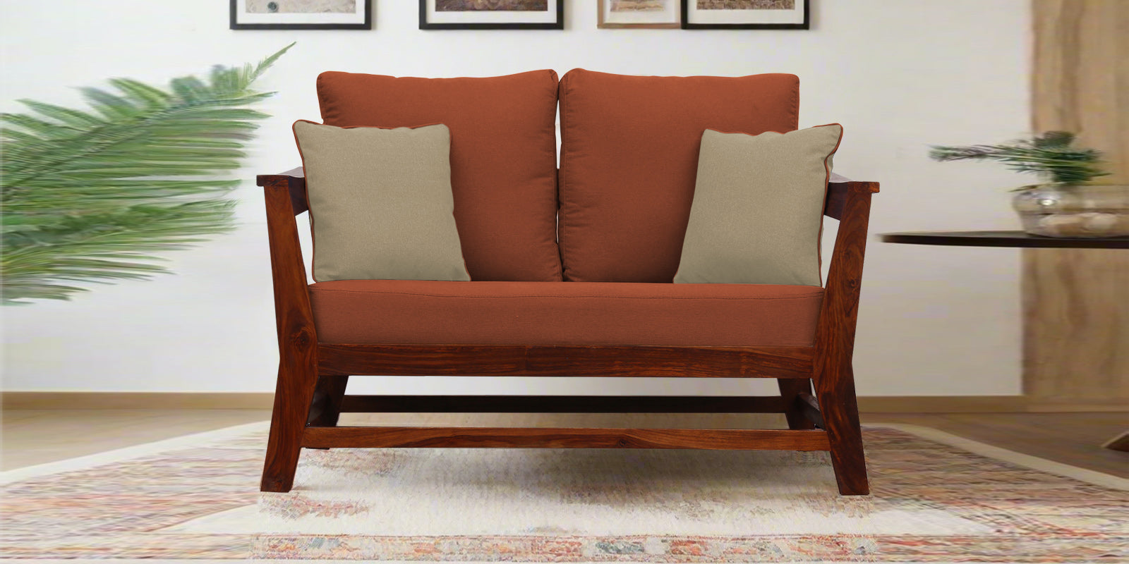 Fuju Fabric 2 Seater Sofa in Crypto Royal Orange Colour - Febonic Living
