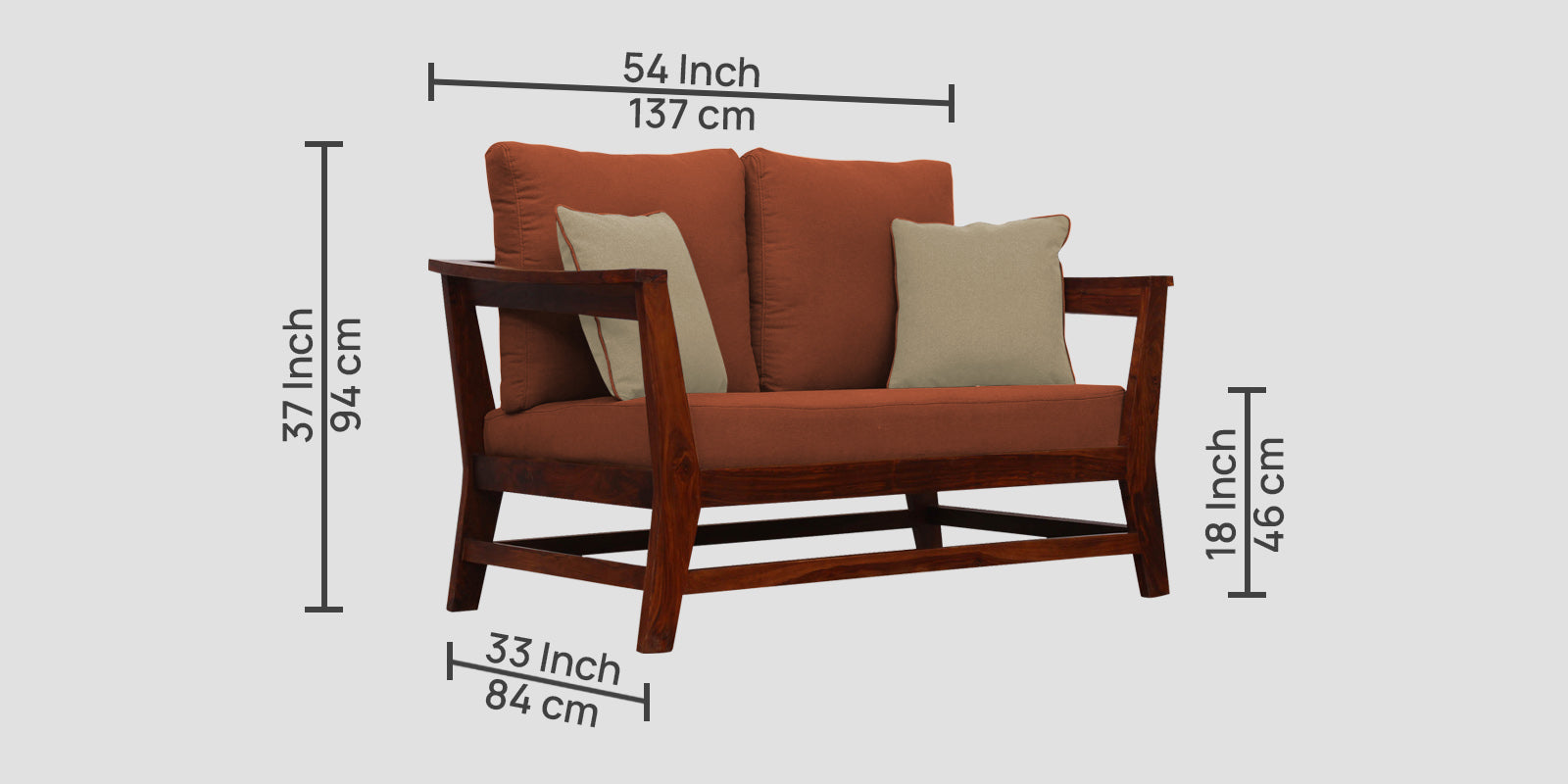 Fuju Fabric 2 Seater Sofa in Crypto Royal Orange Colour - Febonic Living