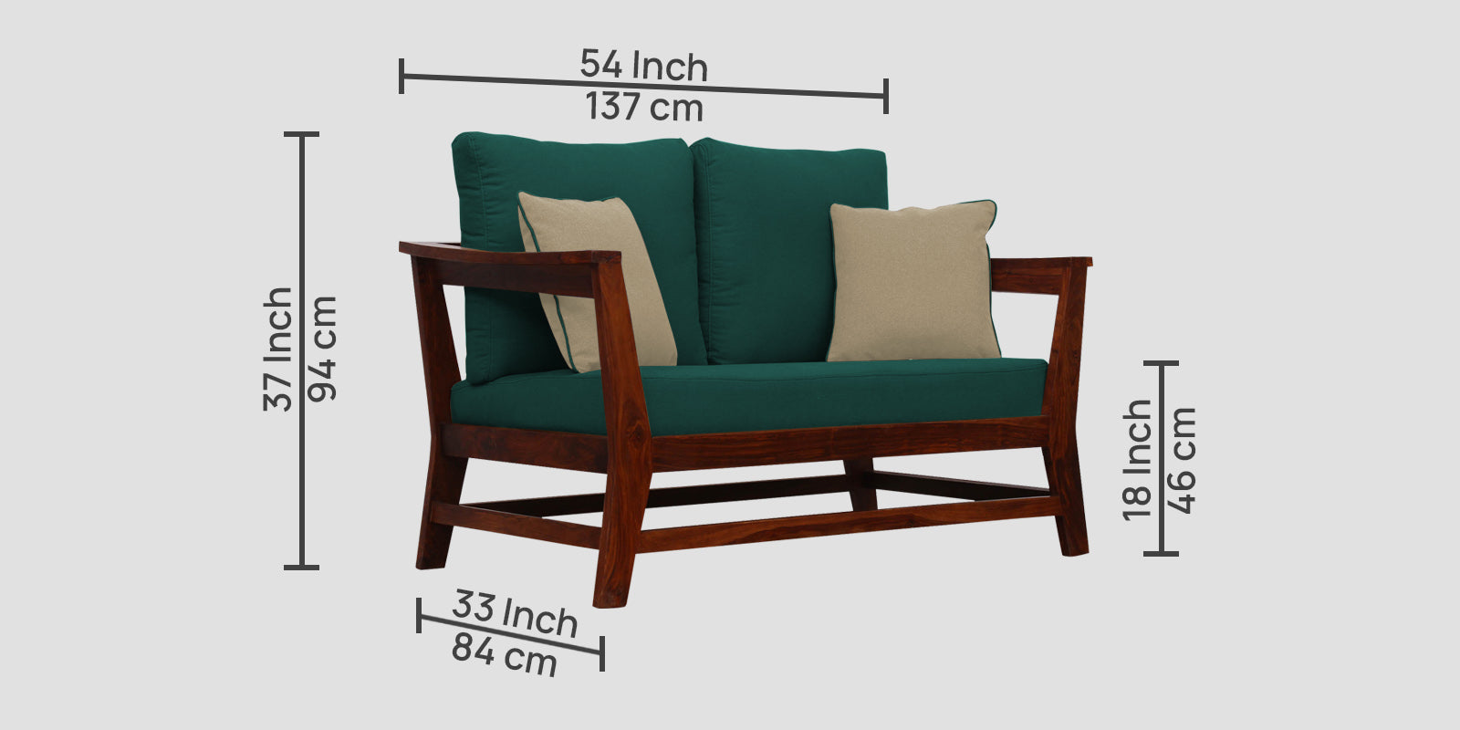 Fuju Fabric 2 Seater Sofa in Crypto Sage Green Colour - Febonic Living