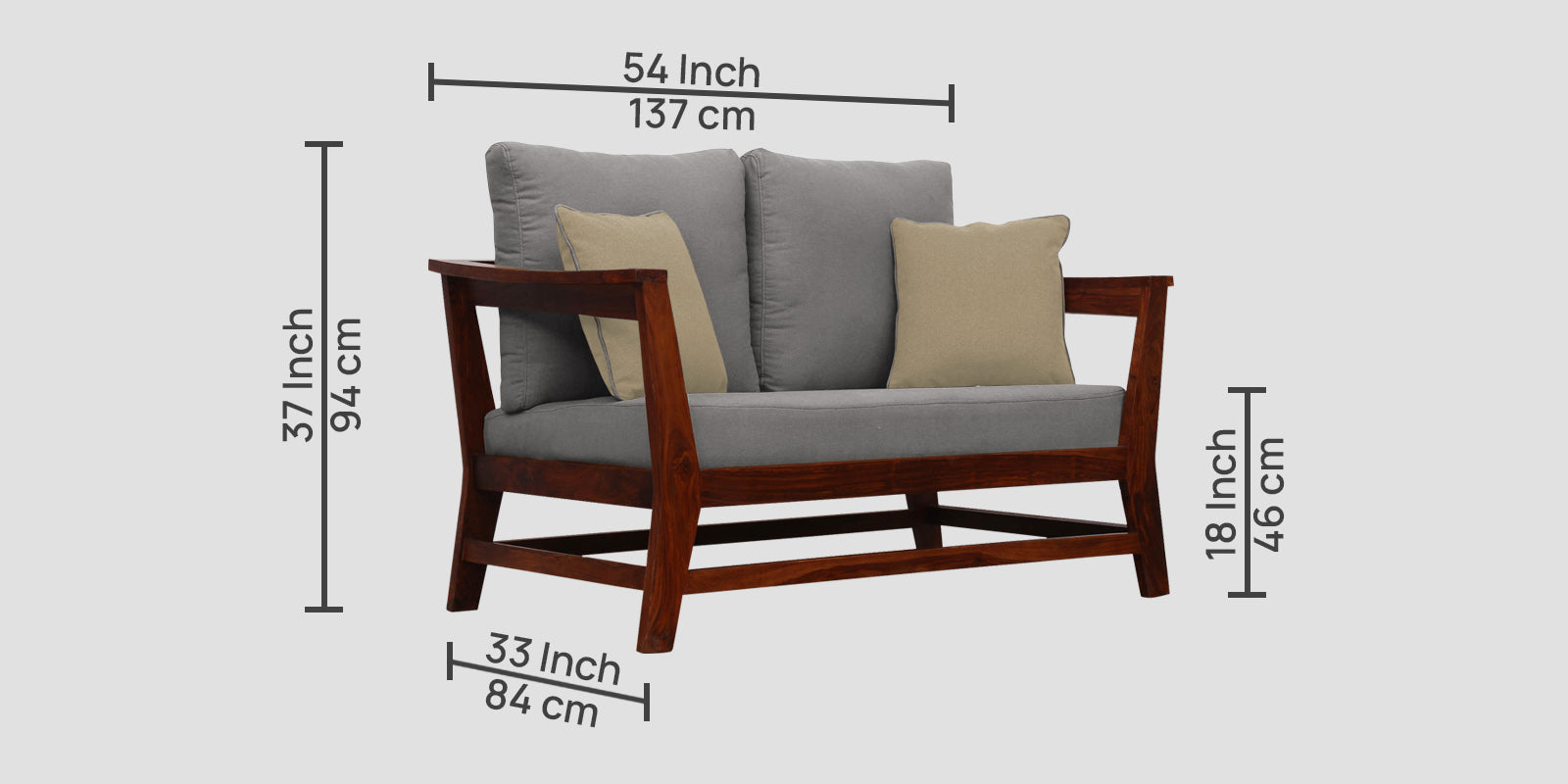 Fuju Fabric 2 Seater Sofa in Crypto Silver Grey Colour - Febonic Living