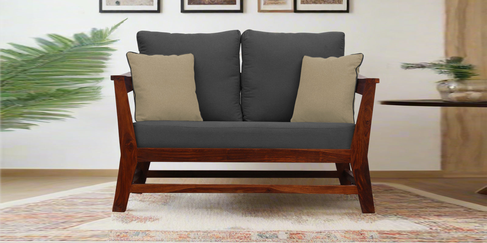 Fuju Fabric 2 Seater Sofa in Crypto Stone Grey Colour - Febonic Living