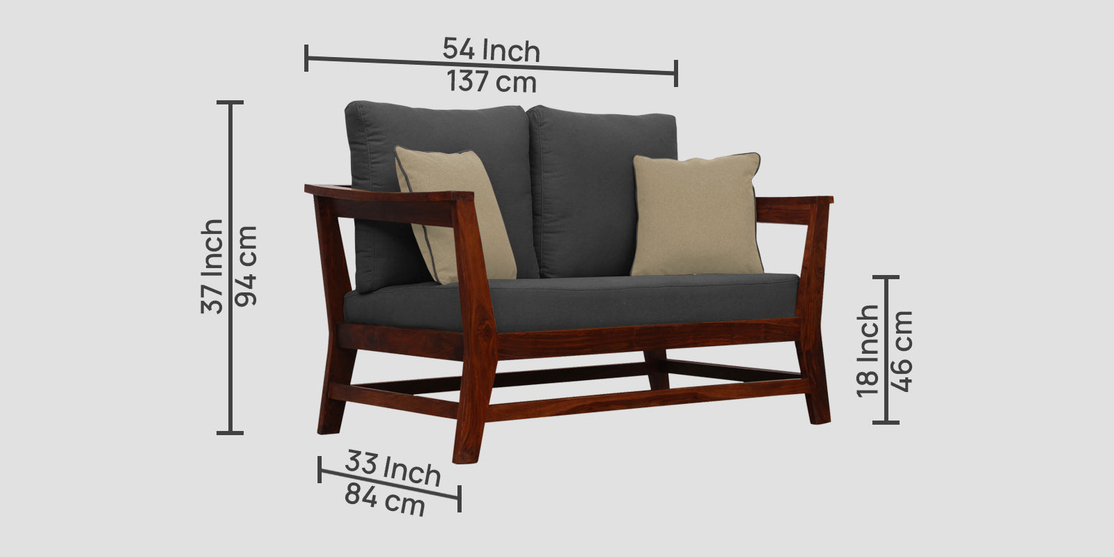 Fuju Fabric 2 Seater Sofa in Crypto Stone Grey Colour - Febonic Living