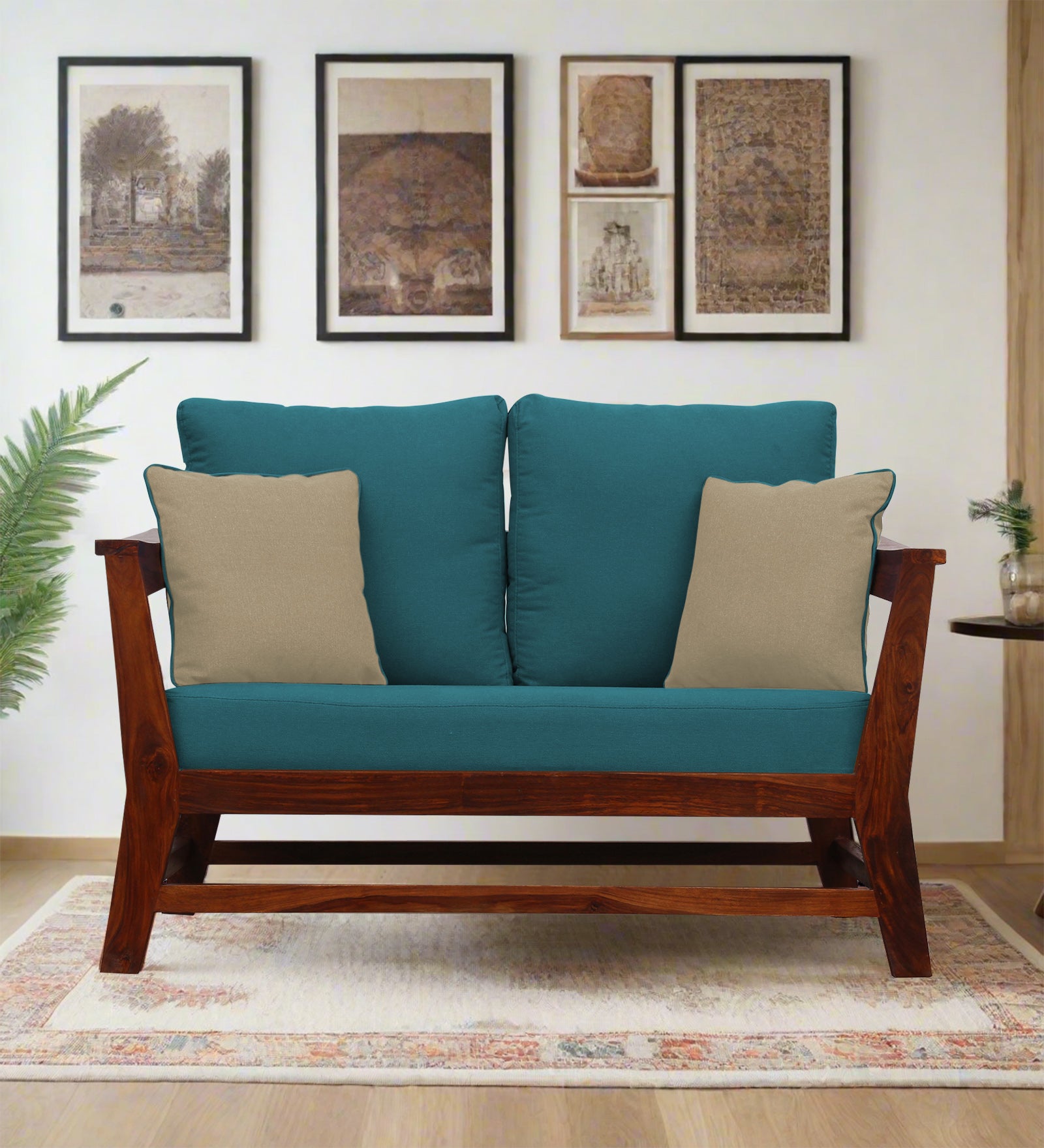 Fuju Fabric 2 Seater Sofa in Crypto Water Blue Colour - Febonic Living