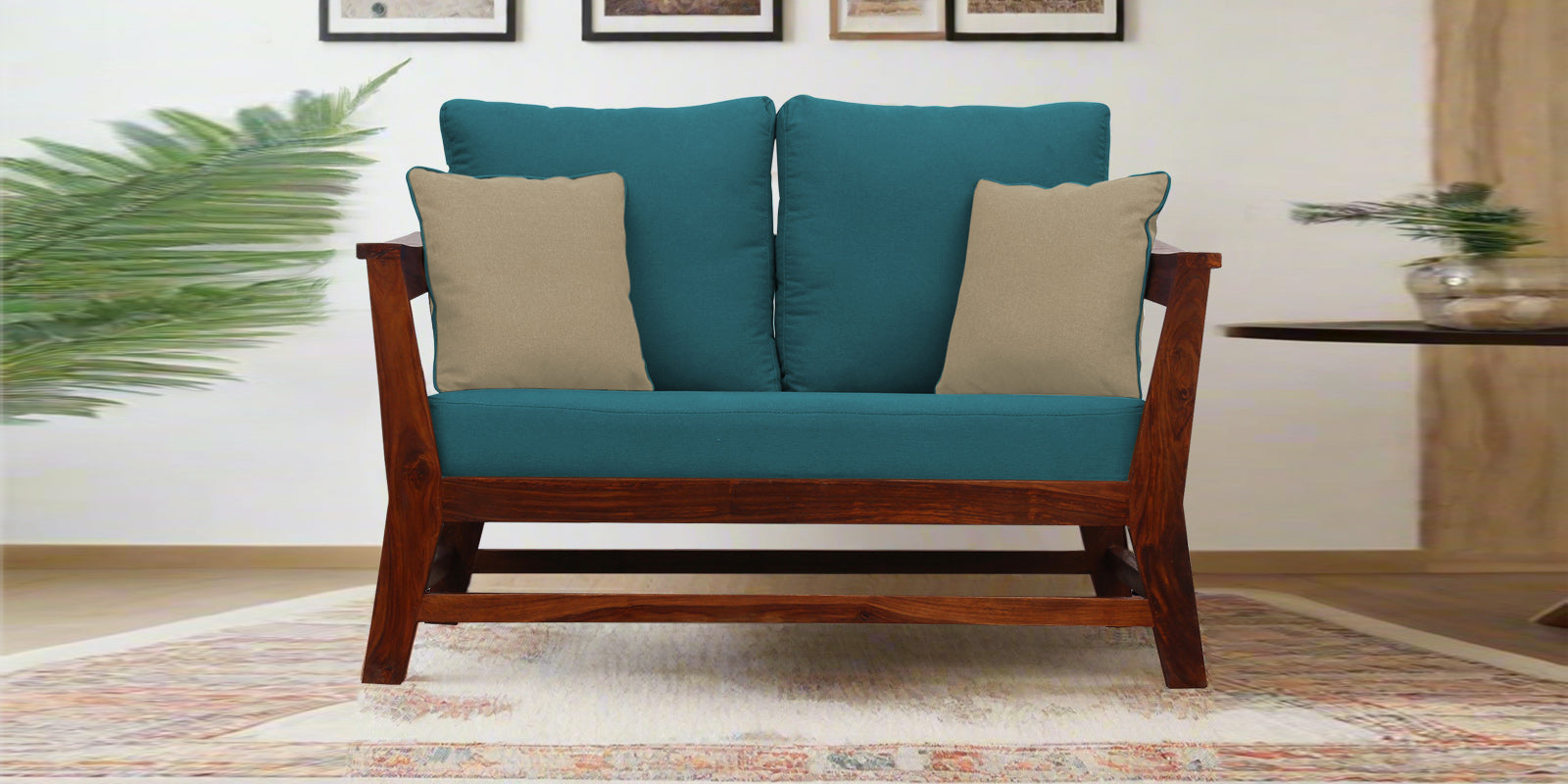 Fuju Fabric 2 Seater Sofa in Crypto Water Blue Colour - Febonic Living
