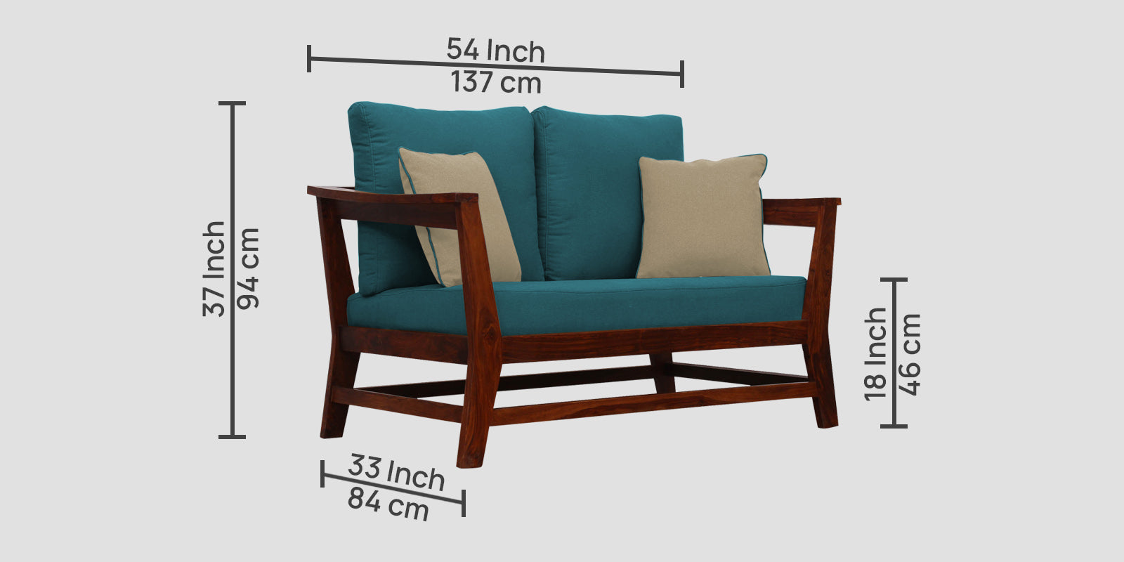 Fuju Fabric 2 Seater Sofa in Crypto Water Blue Colour - Febonic Living