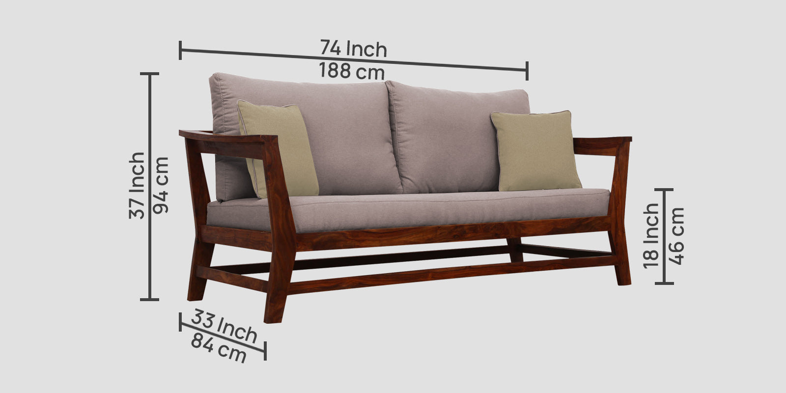 Fuju Fabric 3 Seater Sofa in Crypto Almond Beige Colour - Febonic Living