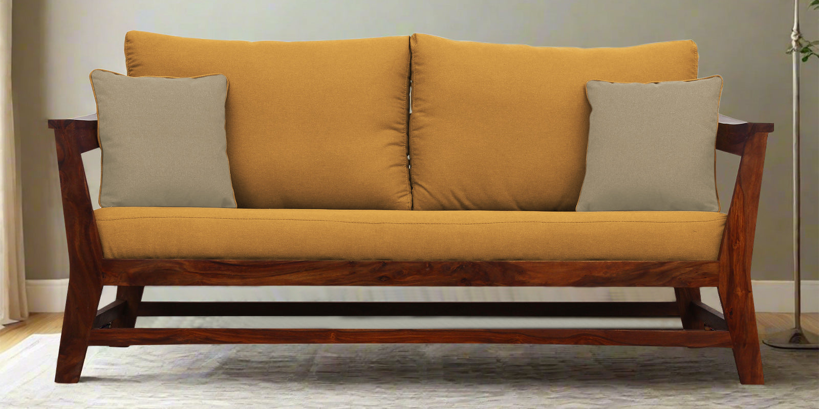 Fuju Fabric 3 Seater Sofa in Crypto Corn Yellow Colour - Febonic Living